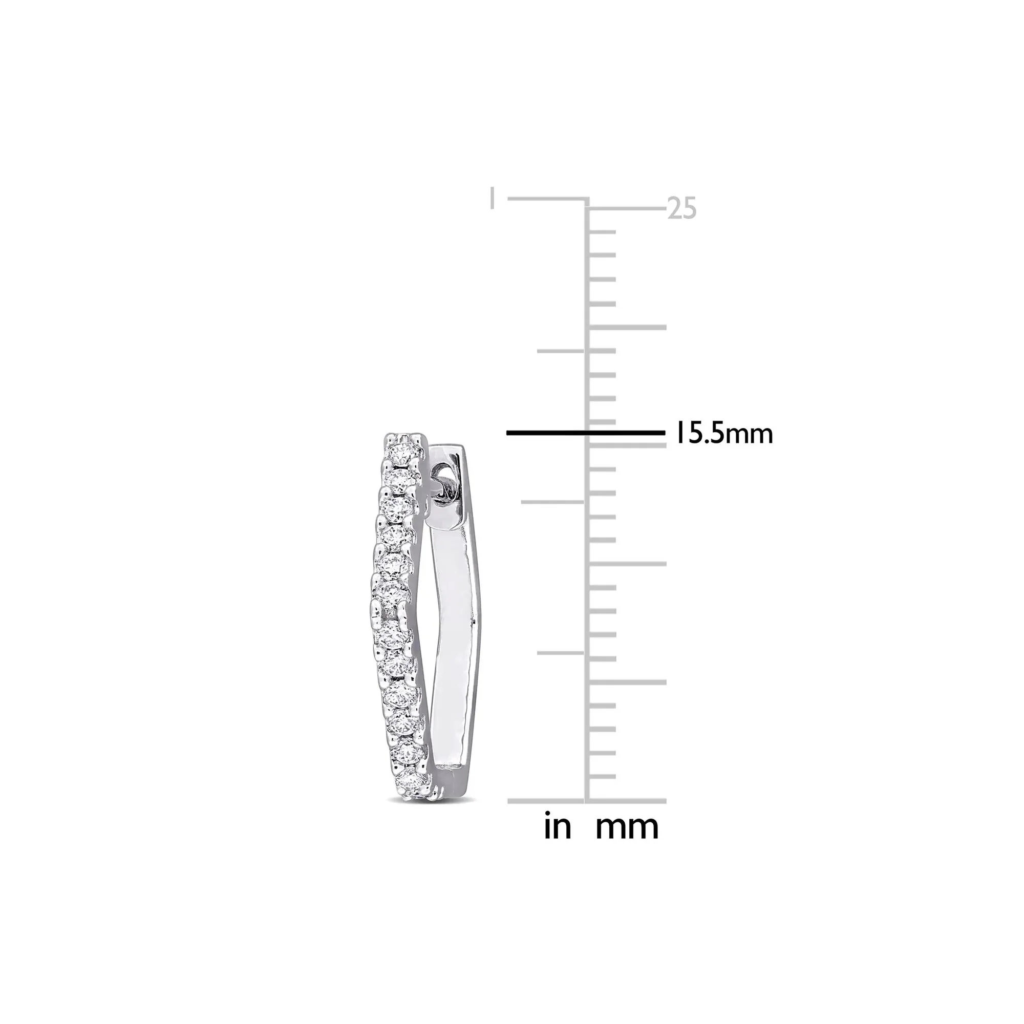 Lab-Created Moissanite Hexagon Hoop Earrings .925 Sterling Silver White Size 2.00mm - Image 4