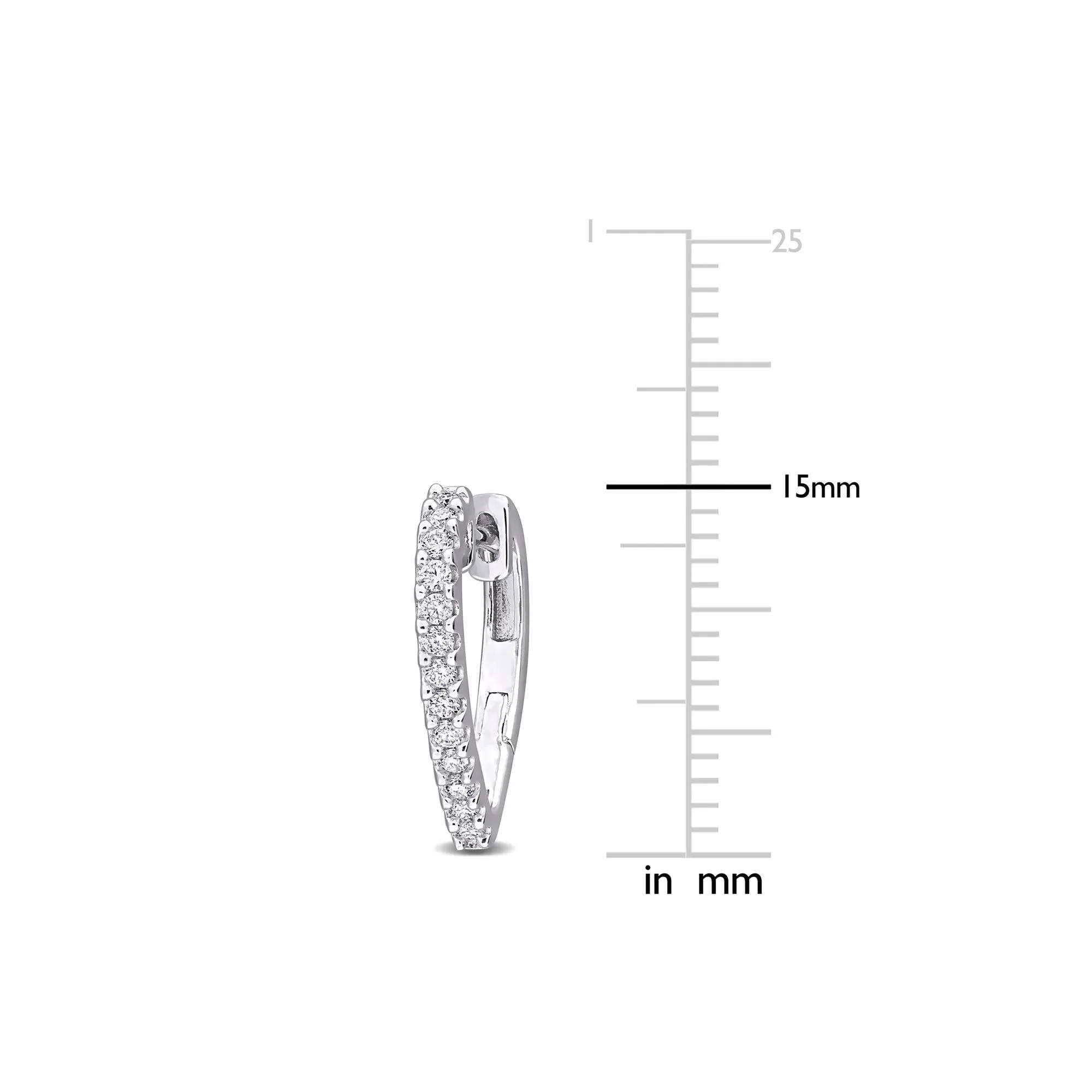 Lab-Created Moissanite Pointed Hoop Earrings .925 Sterling Silver White Size 2.00mm - Image 4