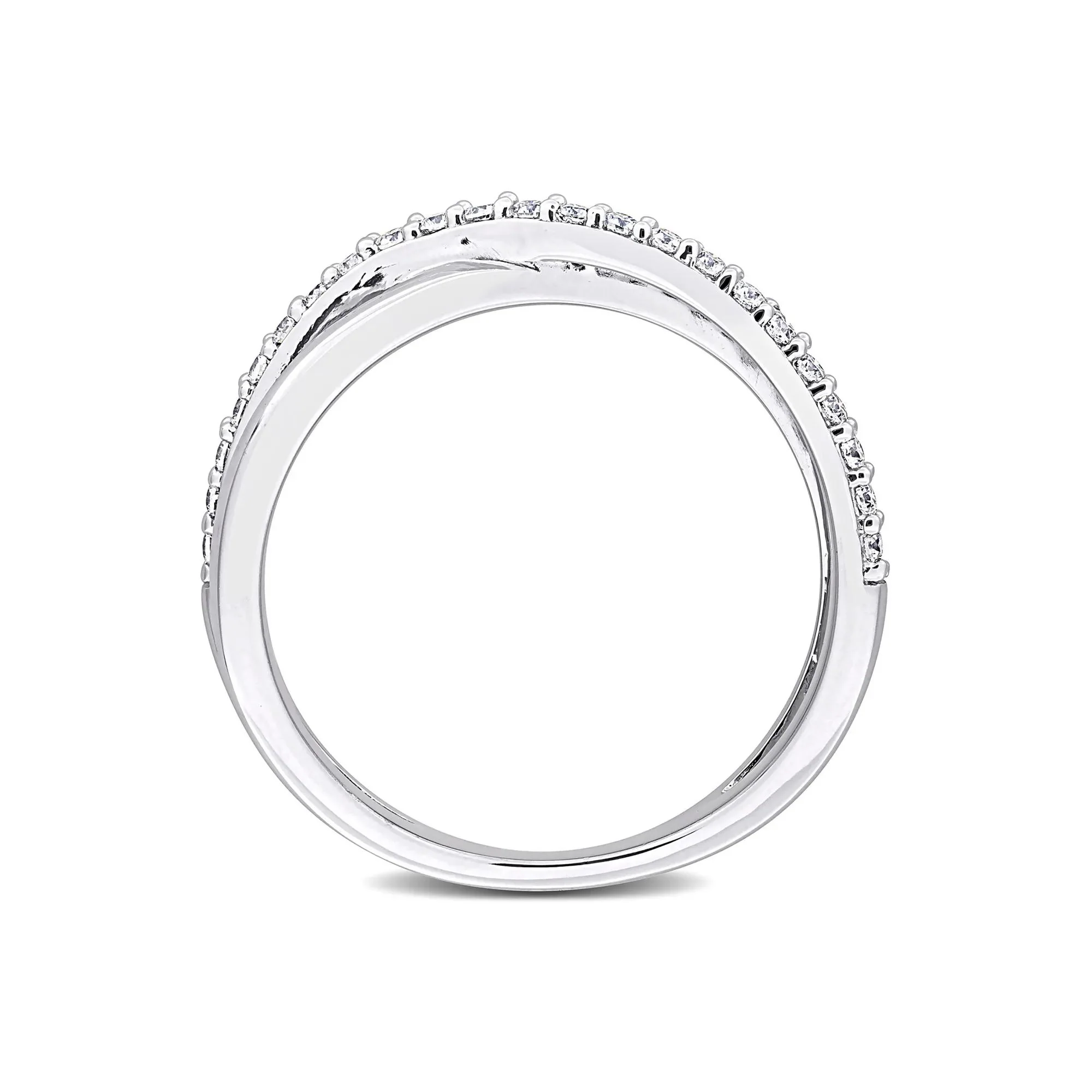 Lab-Created Moissanite Bypass Ring .925 Sterling Silver Round Brilliant Cut White Size 8 6mm - Image 2