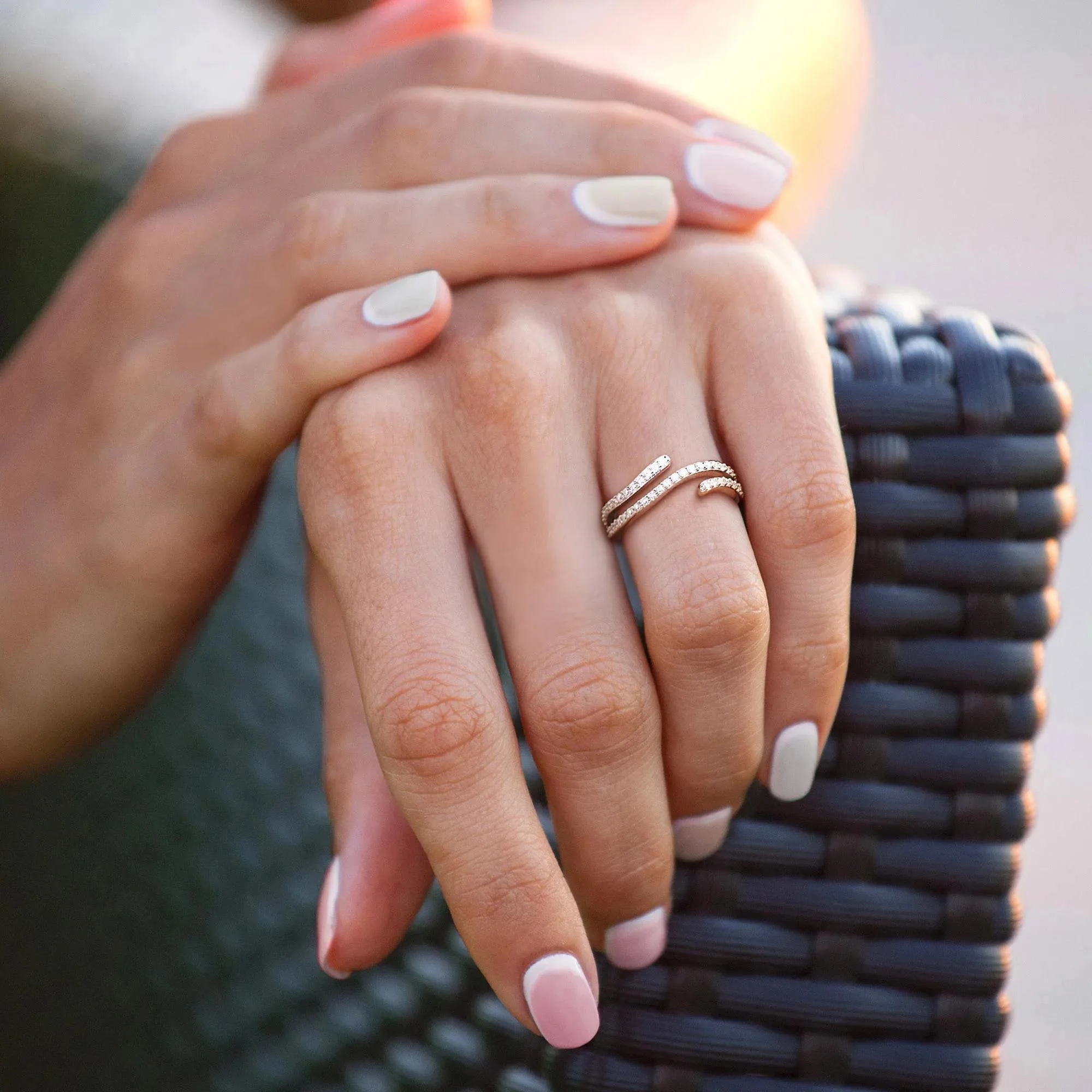 Lab-Created Moissanite Open Bypass Ring .925 Sterling Silver Round Brilliant Cut White Size 7 10mm - Image 4