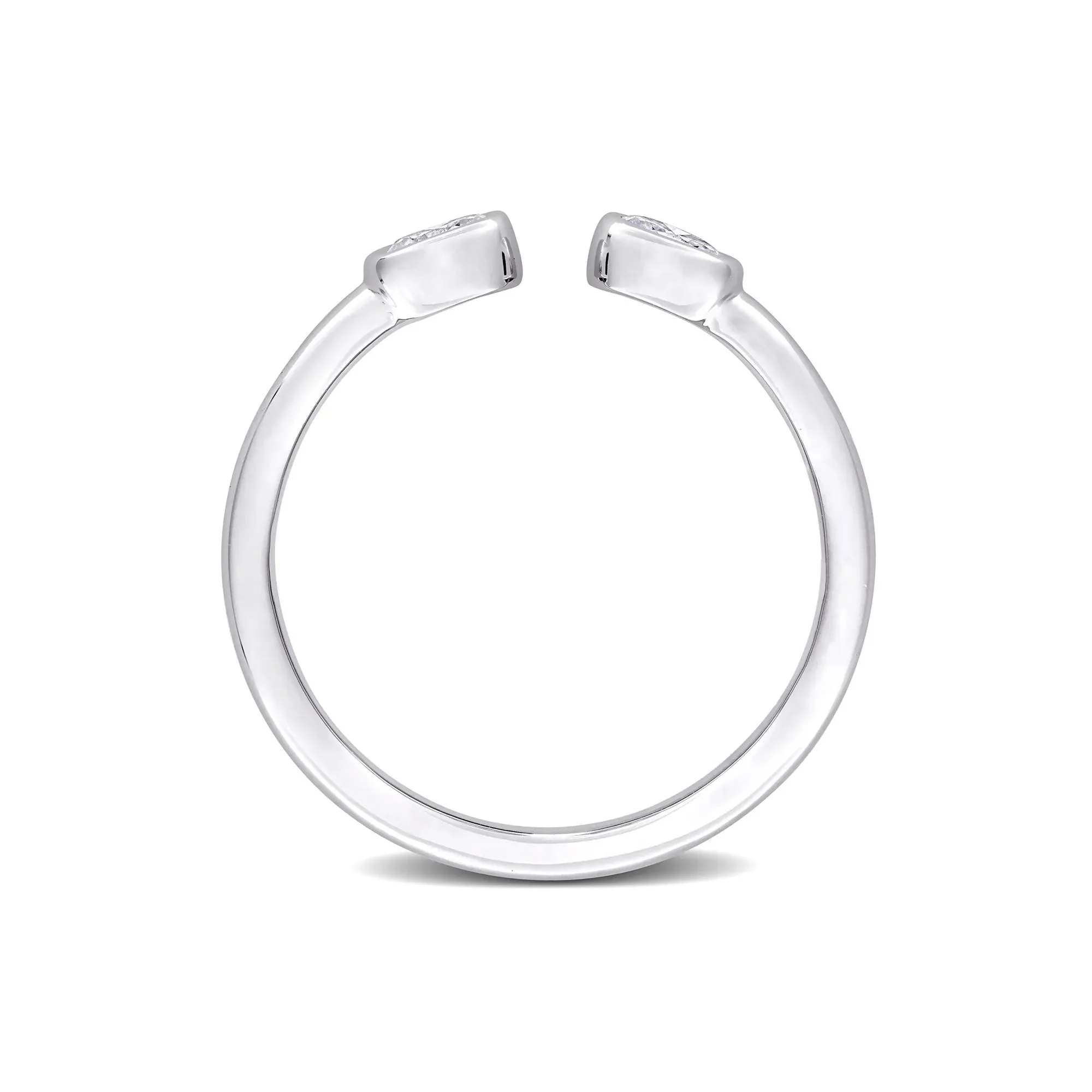 Lab-Created Moissanite Oval Bezel Open Band Ring .925 Sterling Silver White Size 7 4mm - Image 2