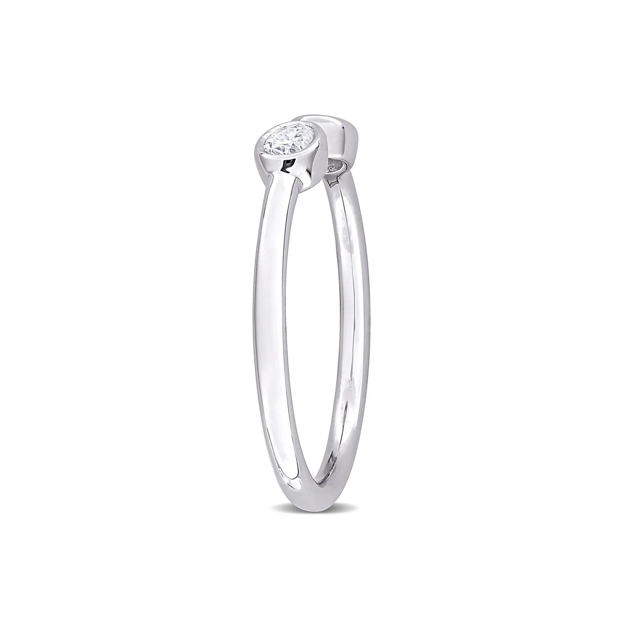 Lab-Created Moissanite Oval Bezel Open Band Ring .925 Sterling Silver White Size 8 4mm - Image 3