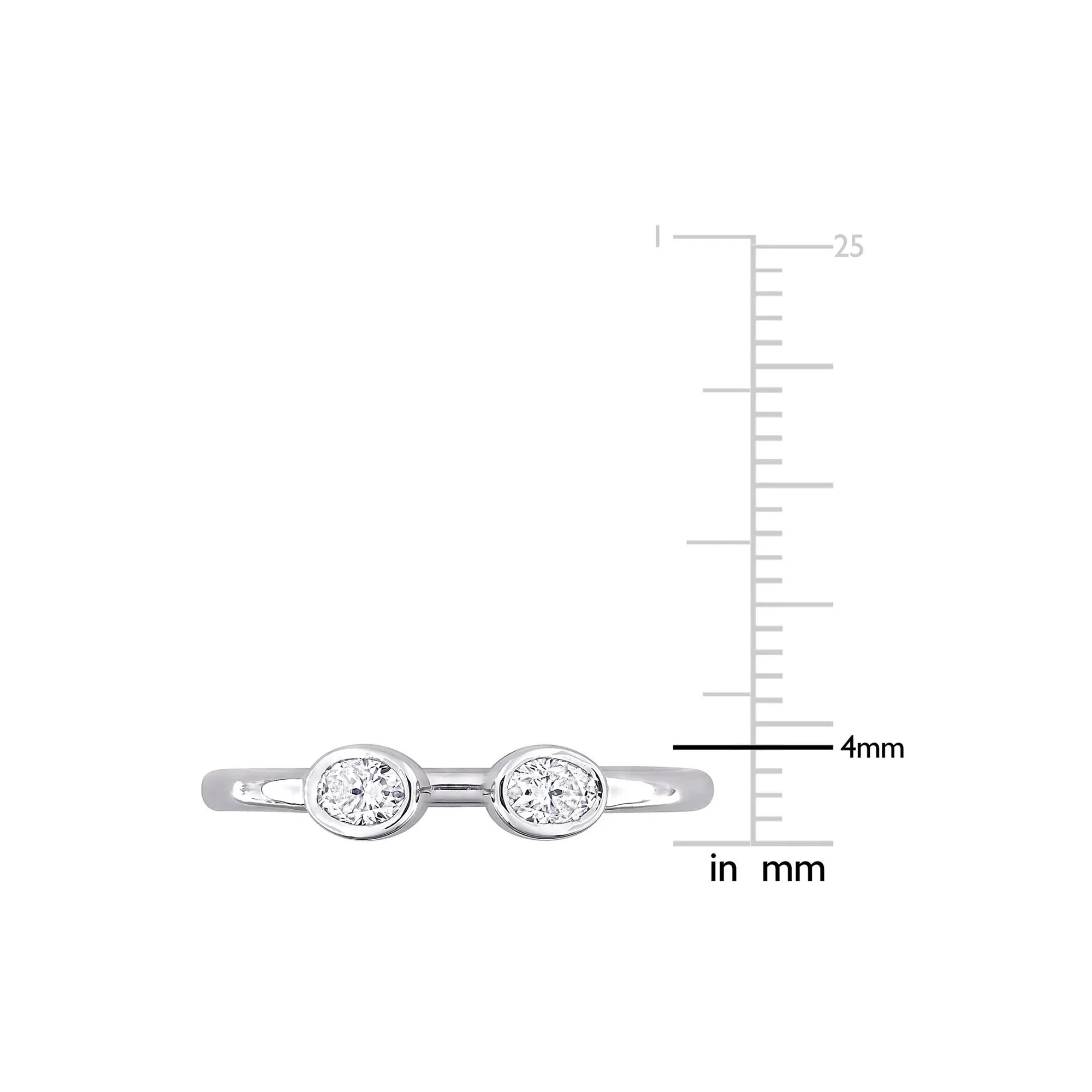 Lab-Created Moissanite Oval Bezel Open Band Ring .925 Sterling Silver White Size 9 4mm - Image 7