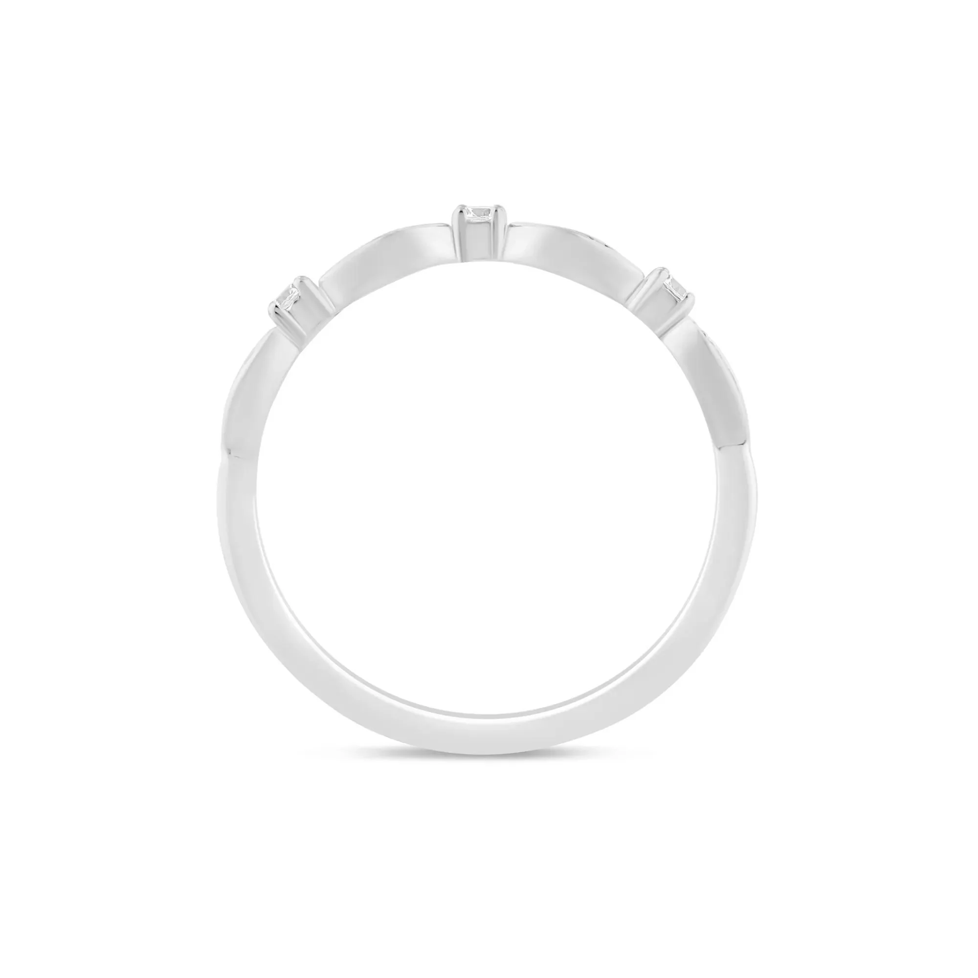 1/8 CT. Tw. Stacking Ring with Scalloped Band 10K White Gold Round Brilliant Cut Size 9 1mm - Image 2