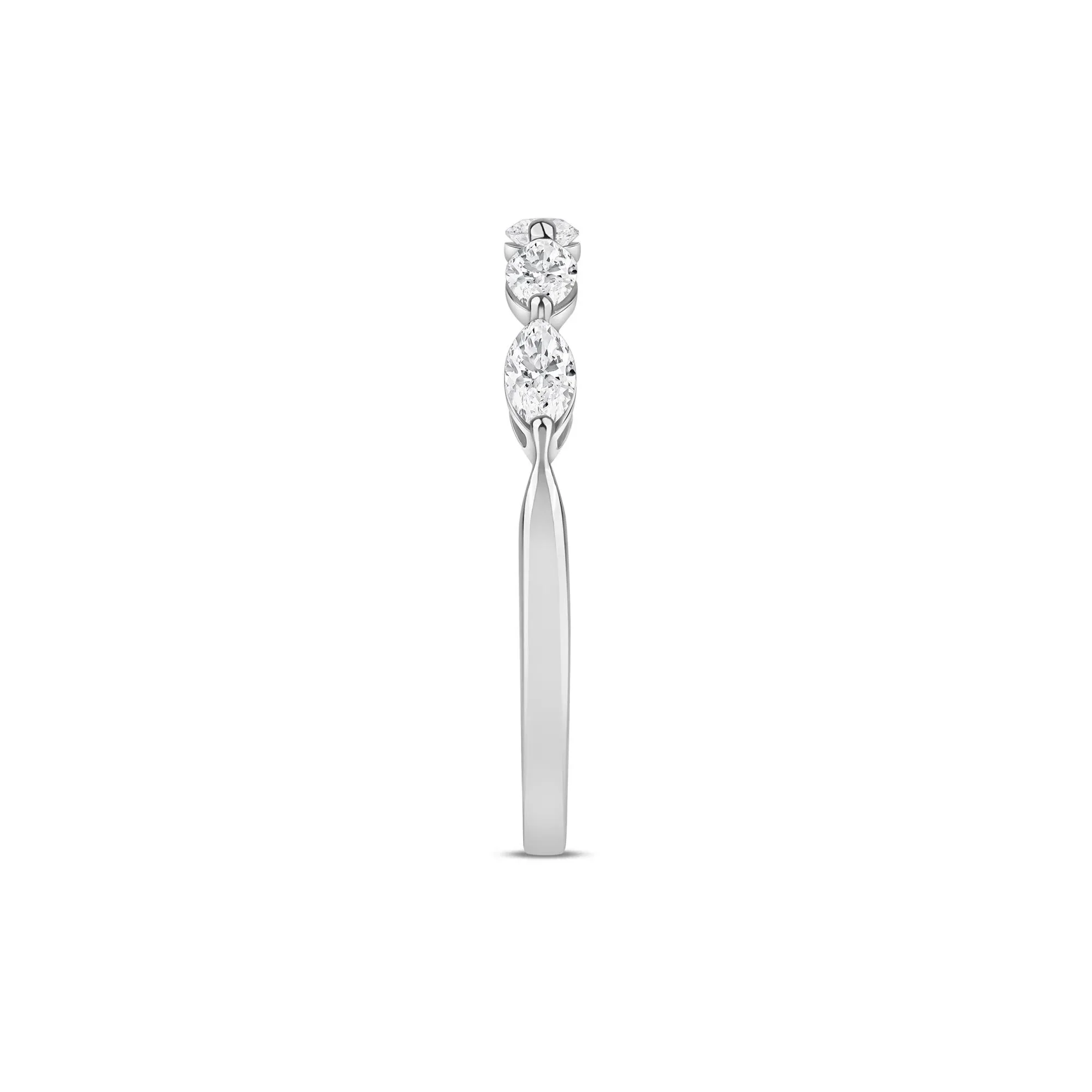 1/2 CT. Tw. Lab Grown Diamond Marquise-Cut 5-Stone Anniversary Band Ring 14K White Gold Size 6.5 2mm - Image 3