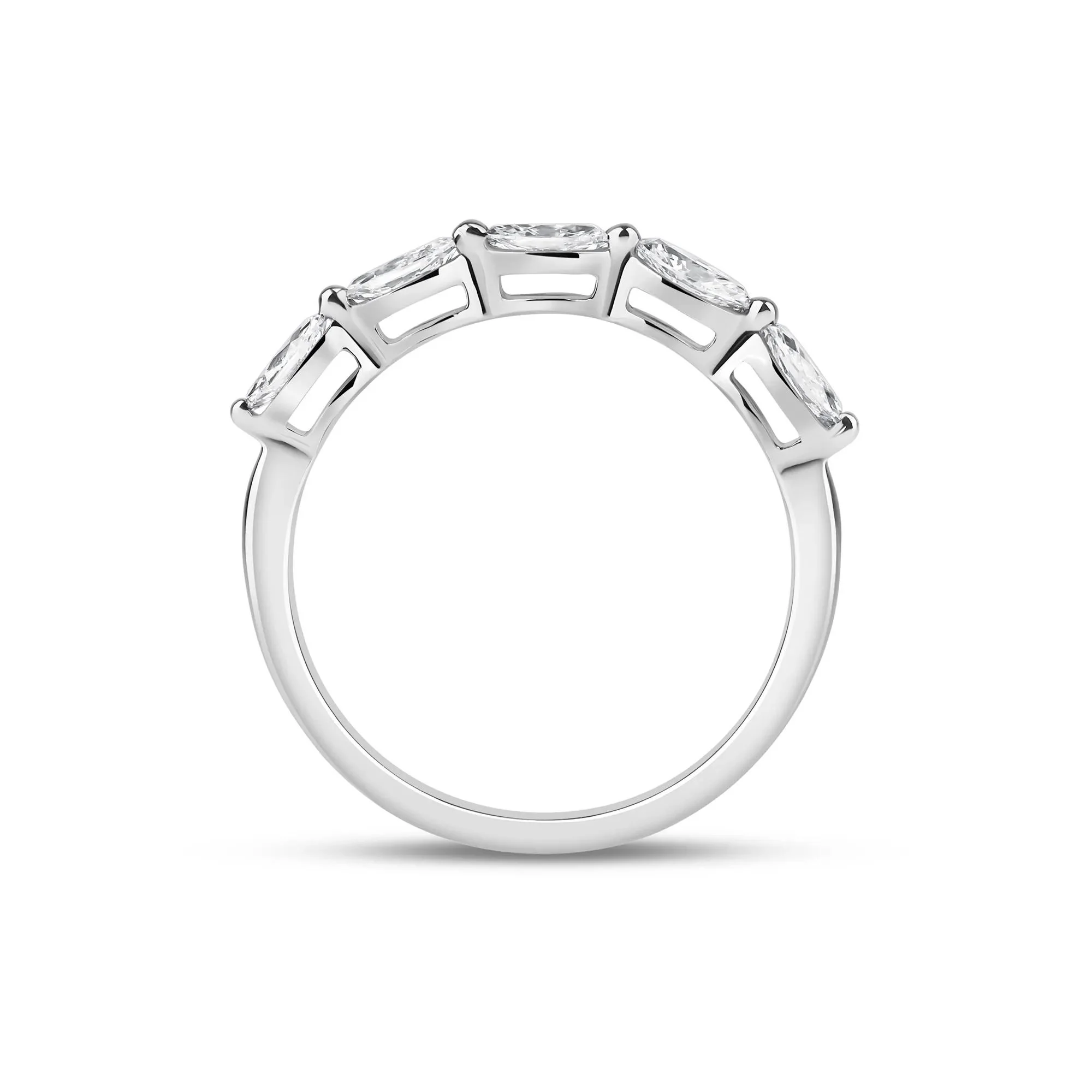 1/2 CT. Tw. Lab Grown Diamond Marquise-Cut 5-Stone Anniversary Band Ring 14K White Gold Size 8 2mm - Image 2