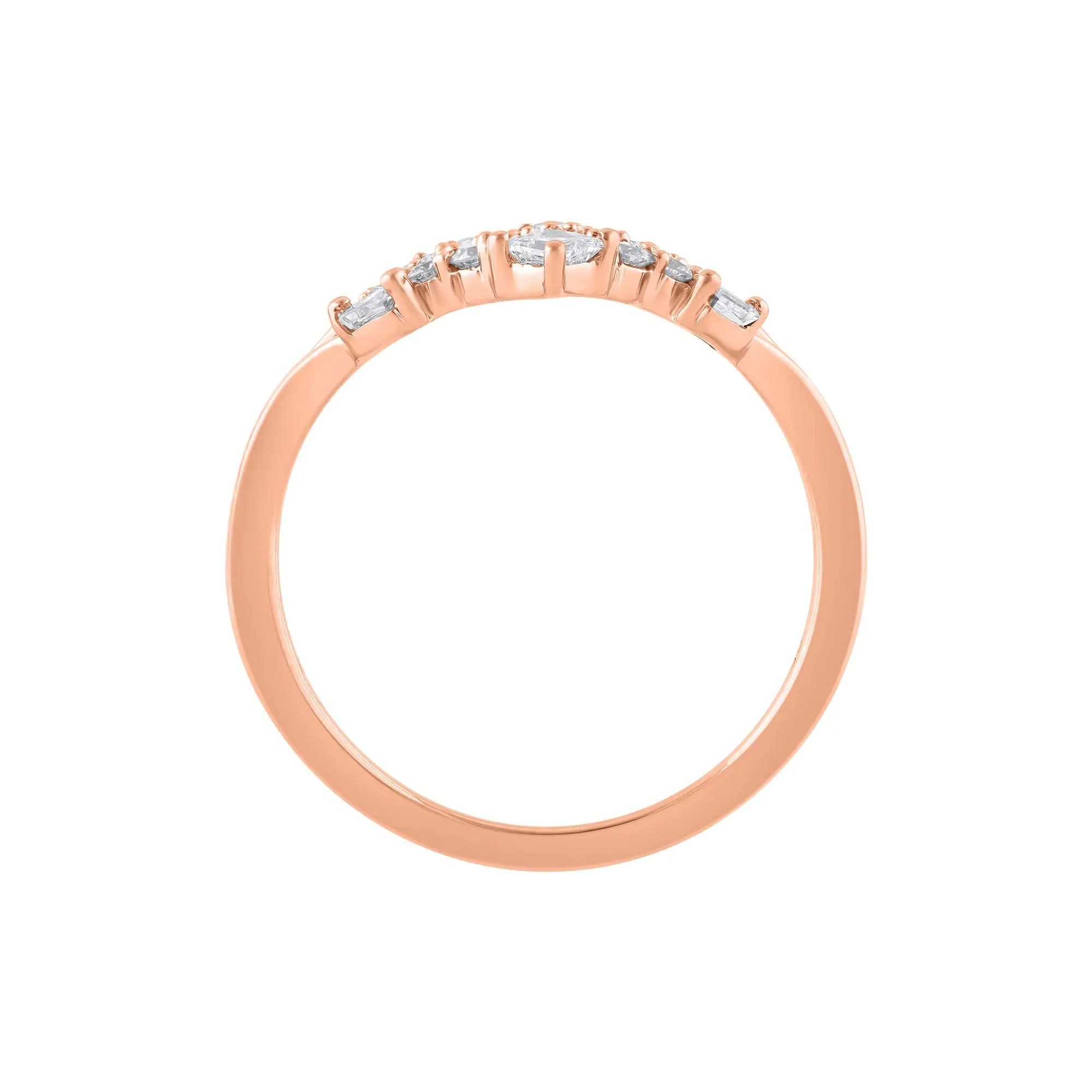 1/4 CT. Tw. Diamond Contour Band Ring 14K Rose Gold Round Brilliant Cut Size 7 1mm - Image 2