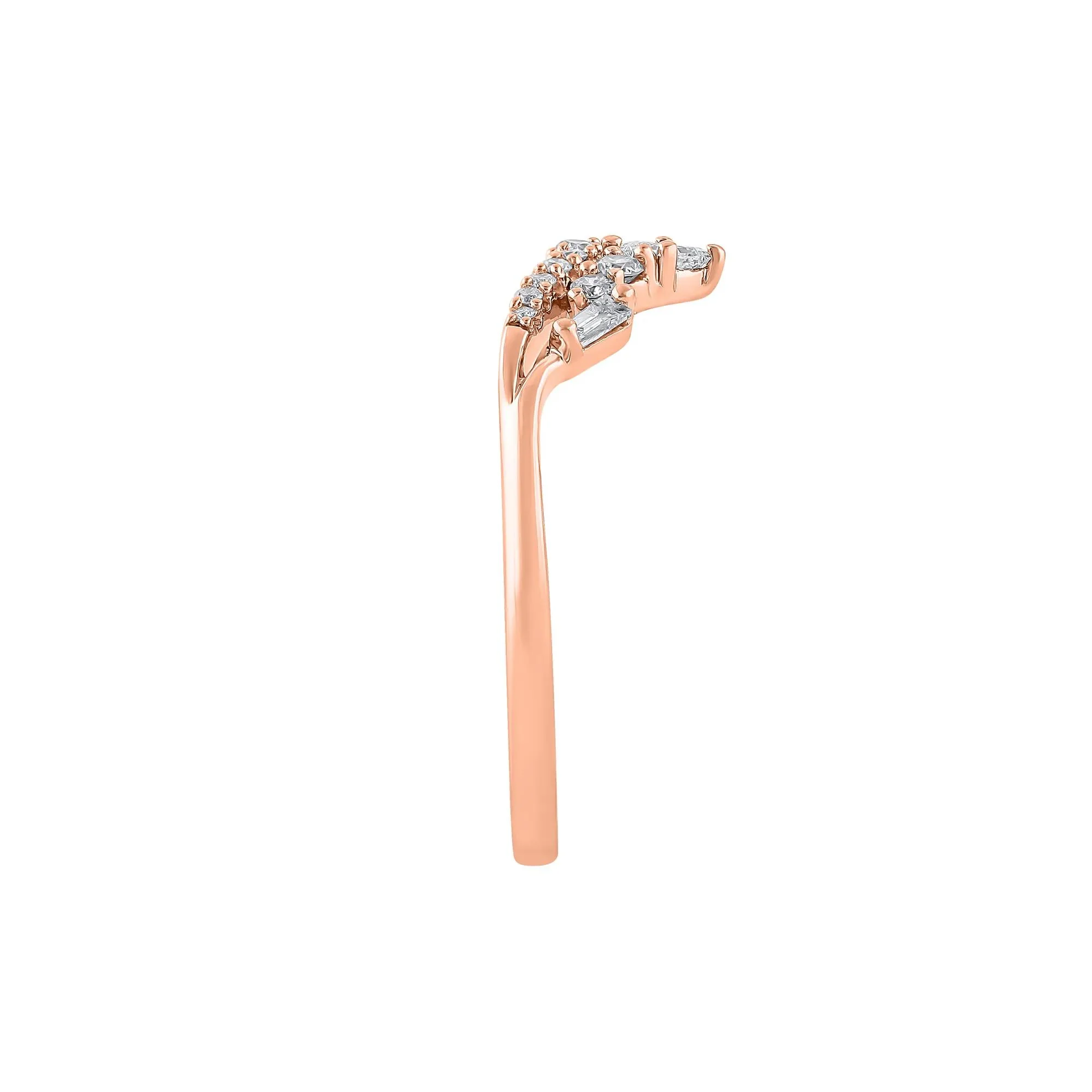 1/4 CT. Tw. Diamond Contour Band Ring 14K Rose Gold Round Brilliant Cut Size 7.5 1mm - Image 3