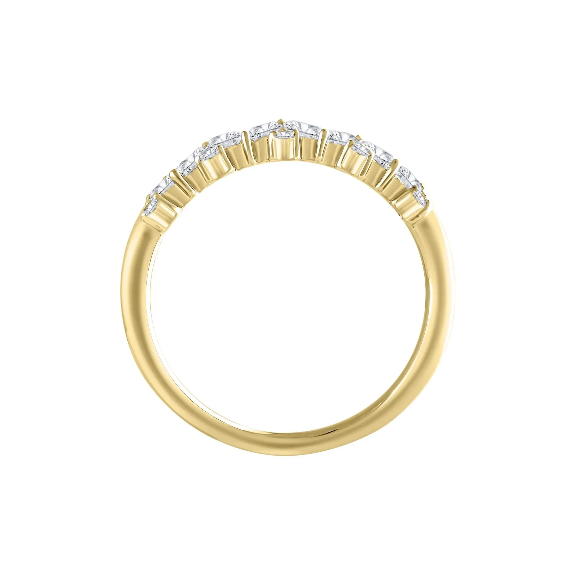 1/2 CT. Tw. Lab Grown Diamond Marquise and Round Anniversary Band Ring 14K Yellow Gold Size 6.5 1mm - Image 2