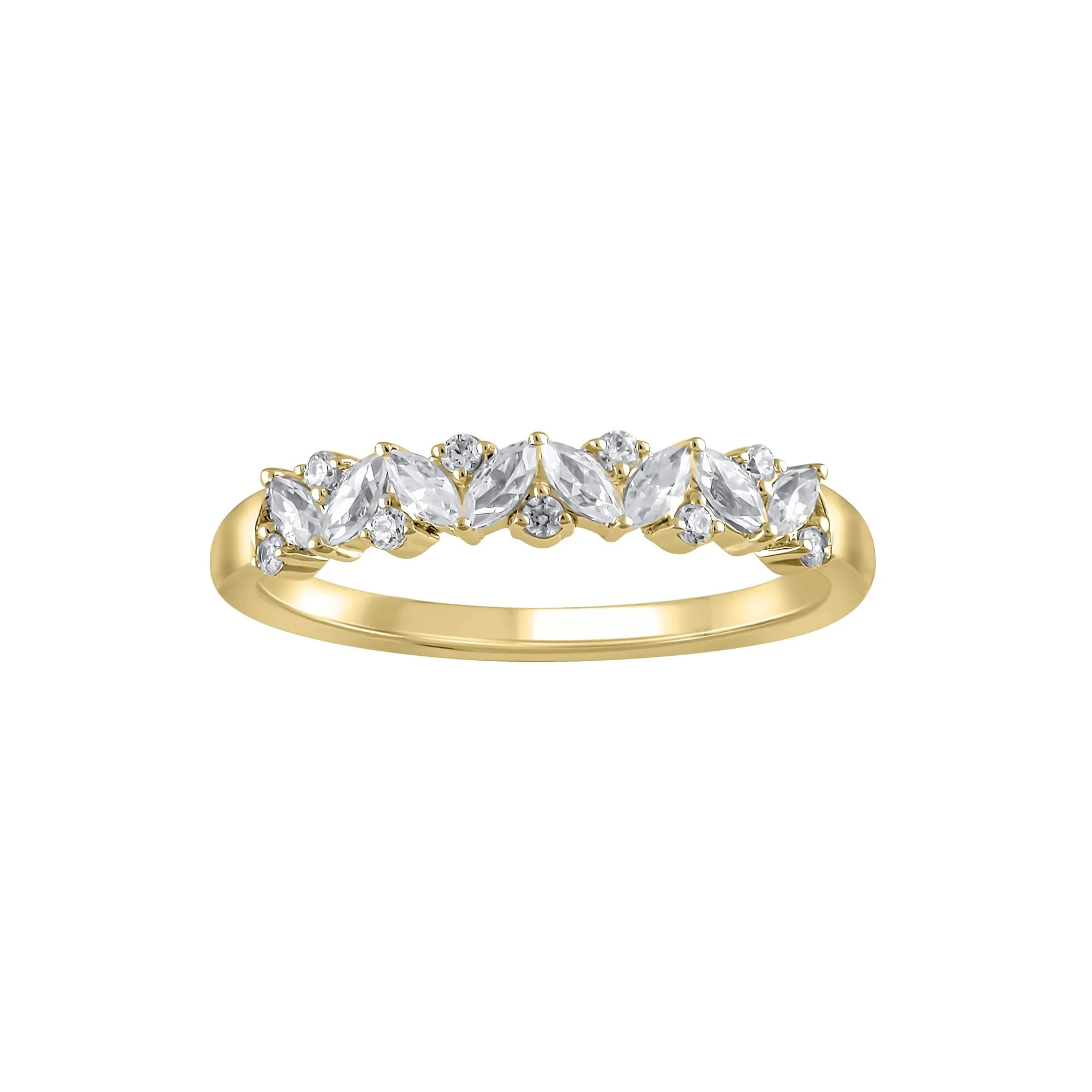 1/2 CT. Tw. Lab Grown Diamond Marquise and Round Anniversary Band Ring 14K Yellow Gold Size 8 1mm