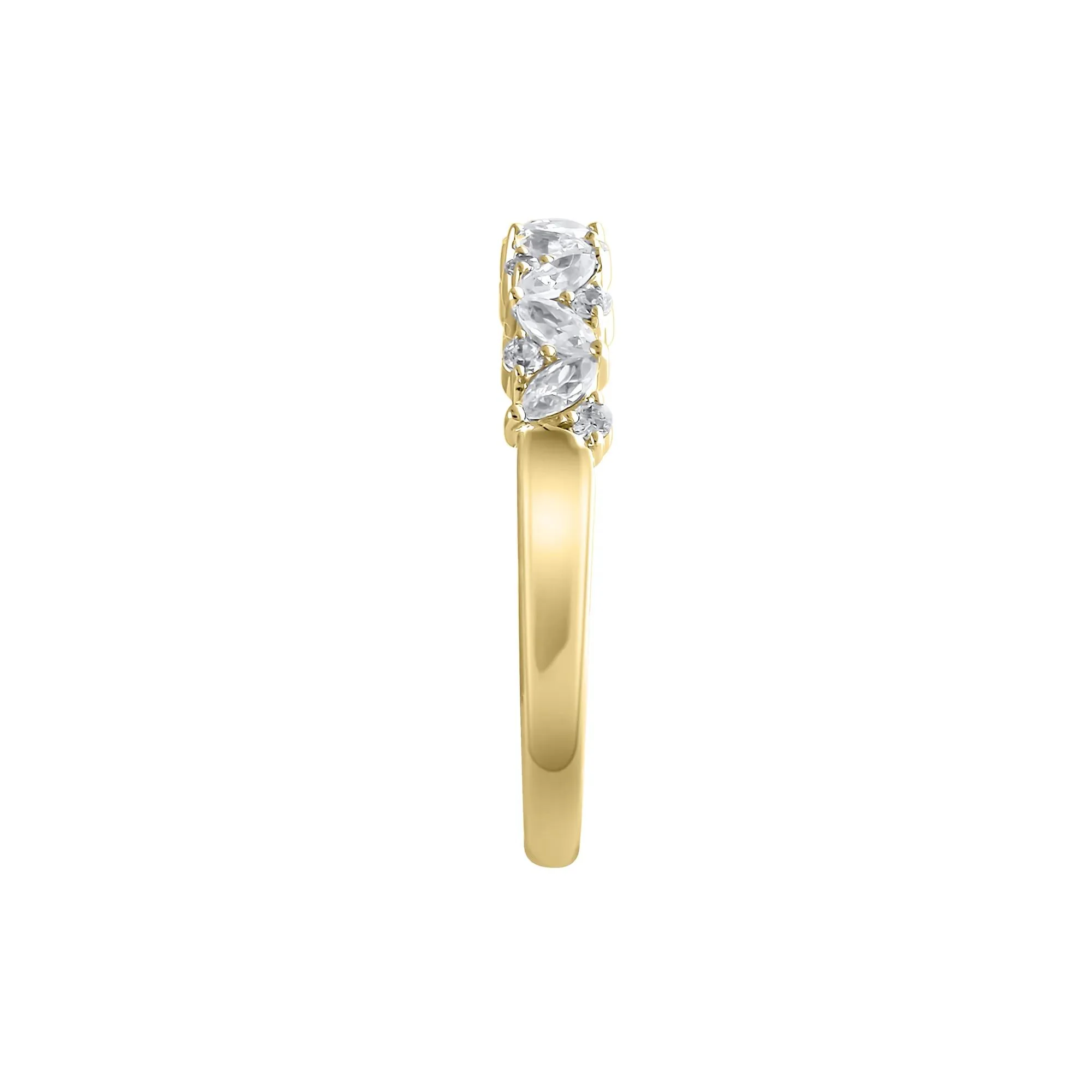 1/2 CT. Tw. Lab Grown Diamond Marquise and Round Anniversary Band Ring 14K Yellow Gold Size 8.5 1mm - Image 3