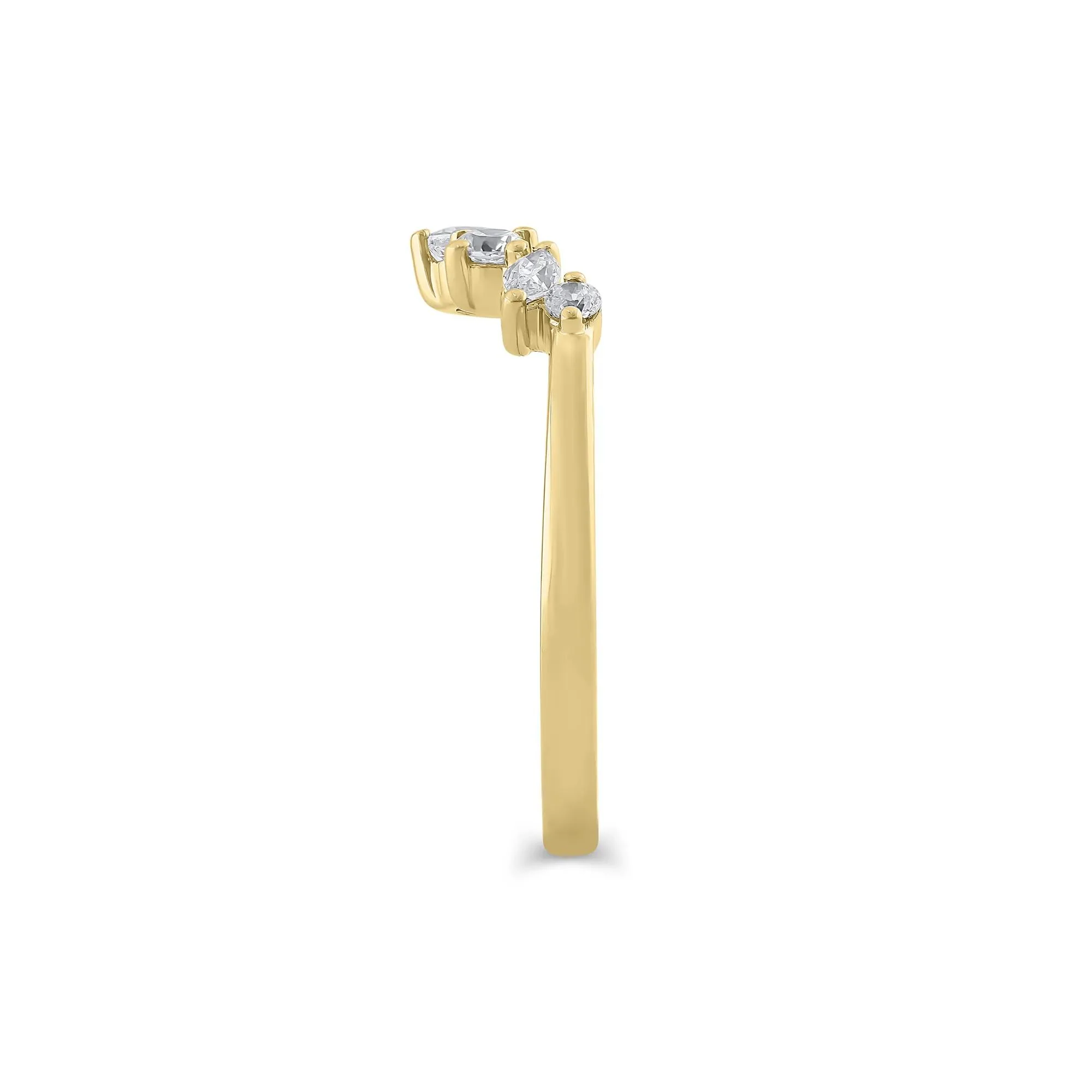 1/2 CT. Tw. Lab Grown Diamond Scatter Contour Band Ring 14K Yellow Gold Round Brilliant Cut Size 8.5 1mm - Image 3