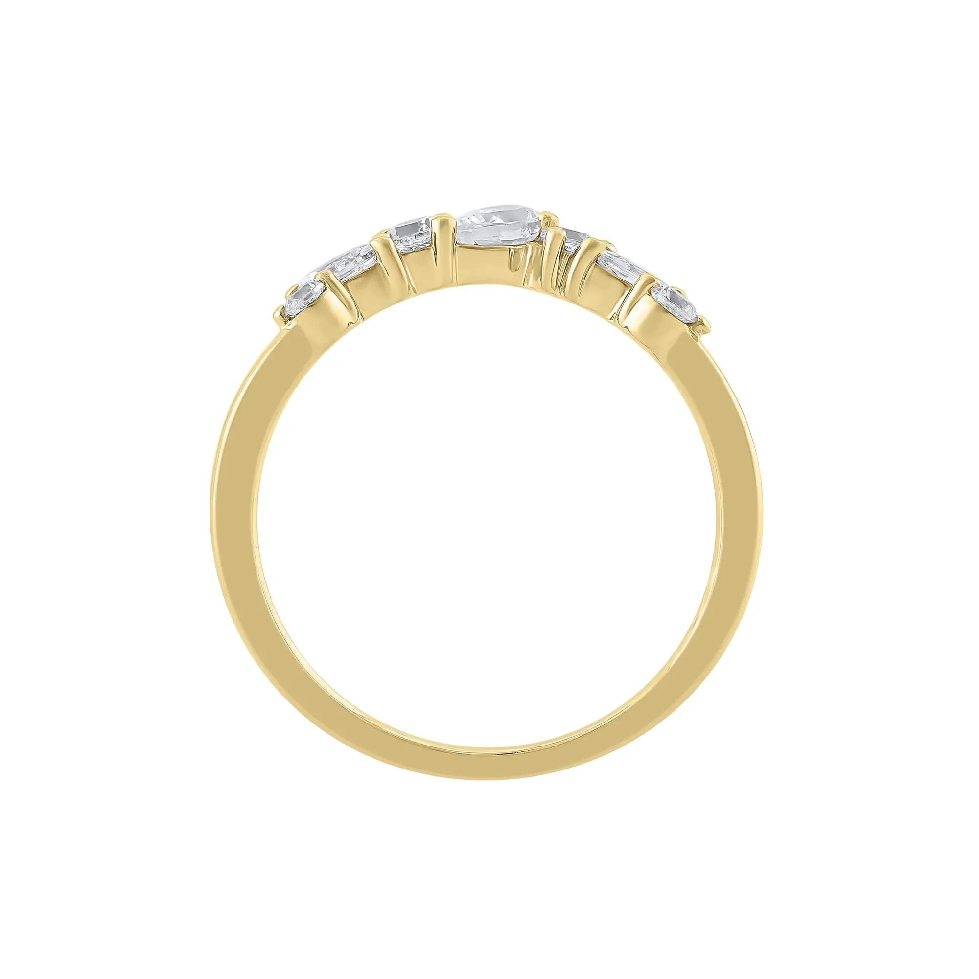 1/2 CT. Tw. Lab Grown Diamond Scatter Contour Band Ring 14K Yellow Gold Round Brilliant Cut Size 9.5 1mm - Image 2