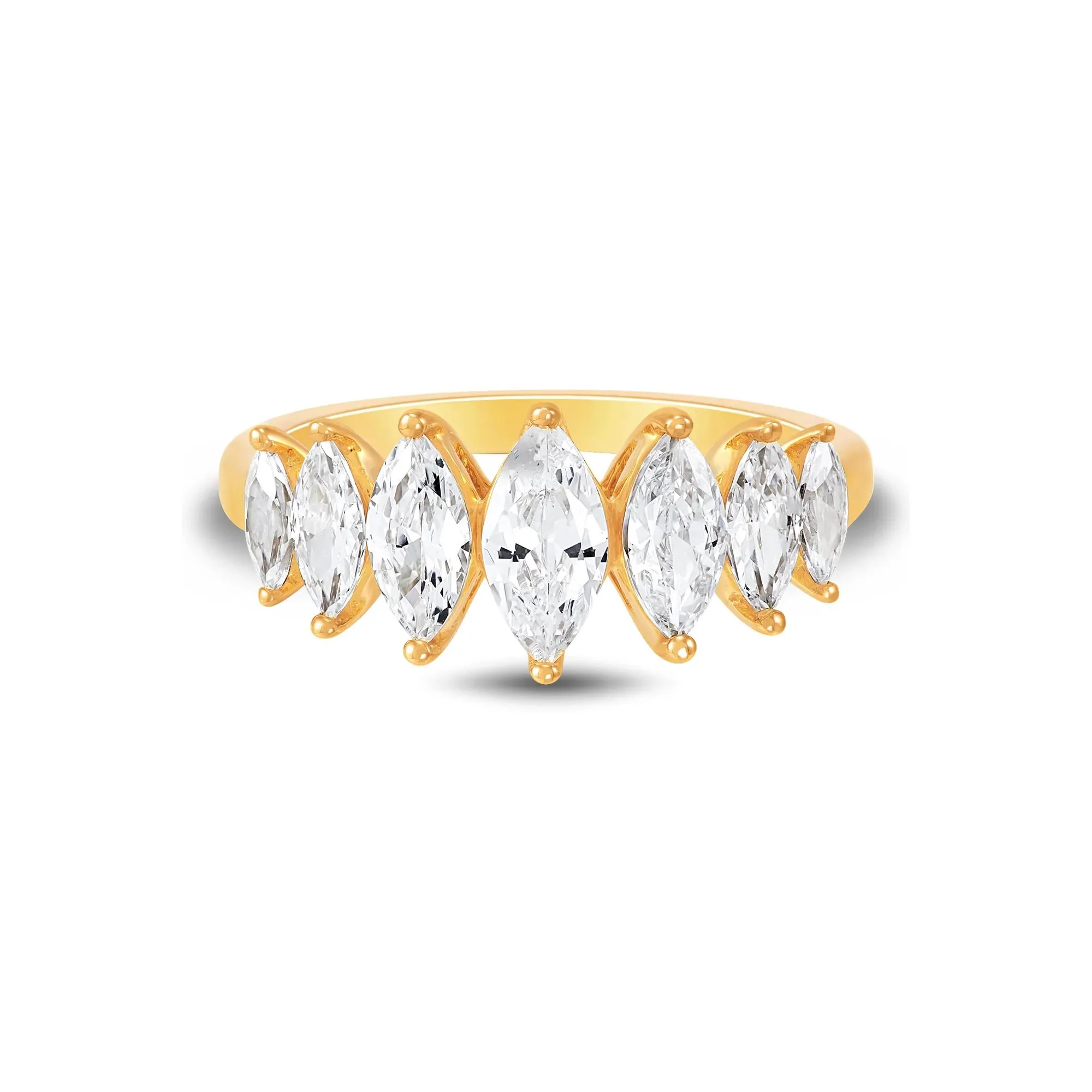 2 CT. Tw. Lab Grown Diamond Marquise Band Ring 14K Yellow Gold Size 6 1mm