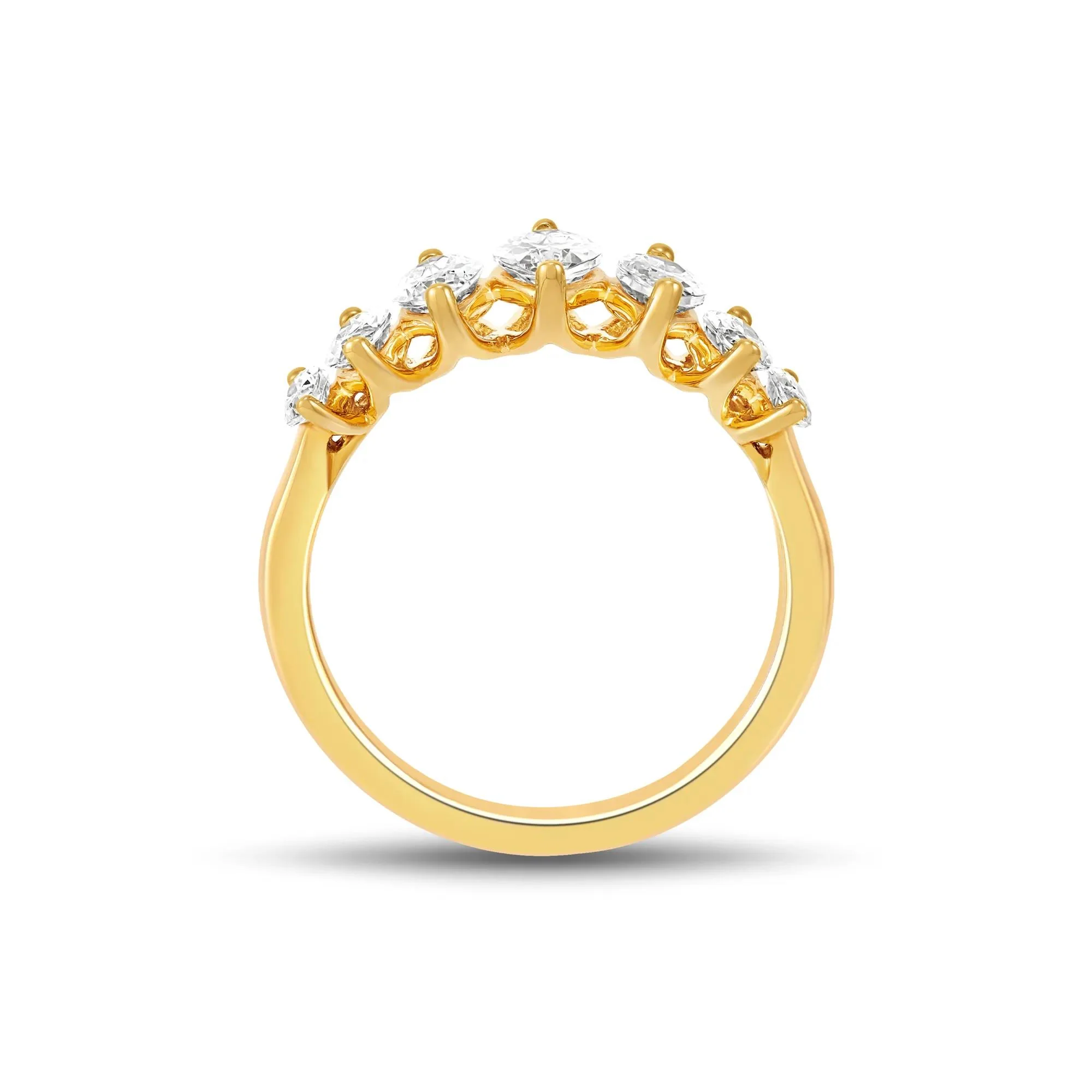 2 CT. Tw. Lab Grown Diamond Marquise Band Ring 14K Yellow Gold Size 6.5 1mm - Image 2