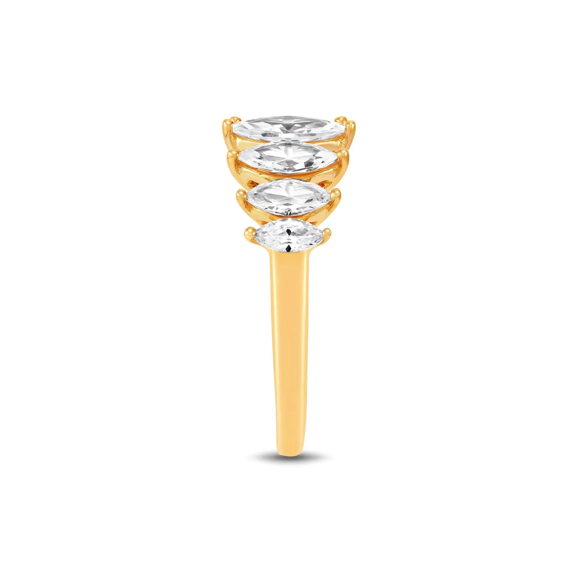 2 CT. Tw. Lab Grown Diamond Marquise Band Ring 14K Yellow Gold Size 6.5 1mm - Image 3