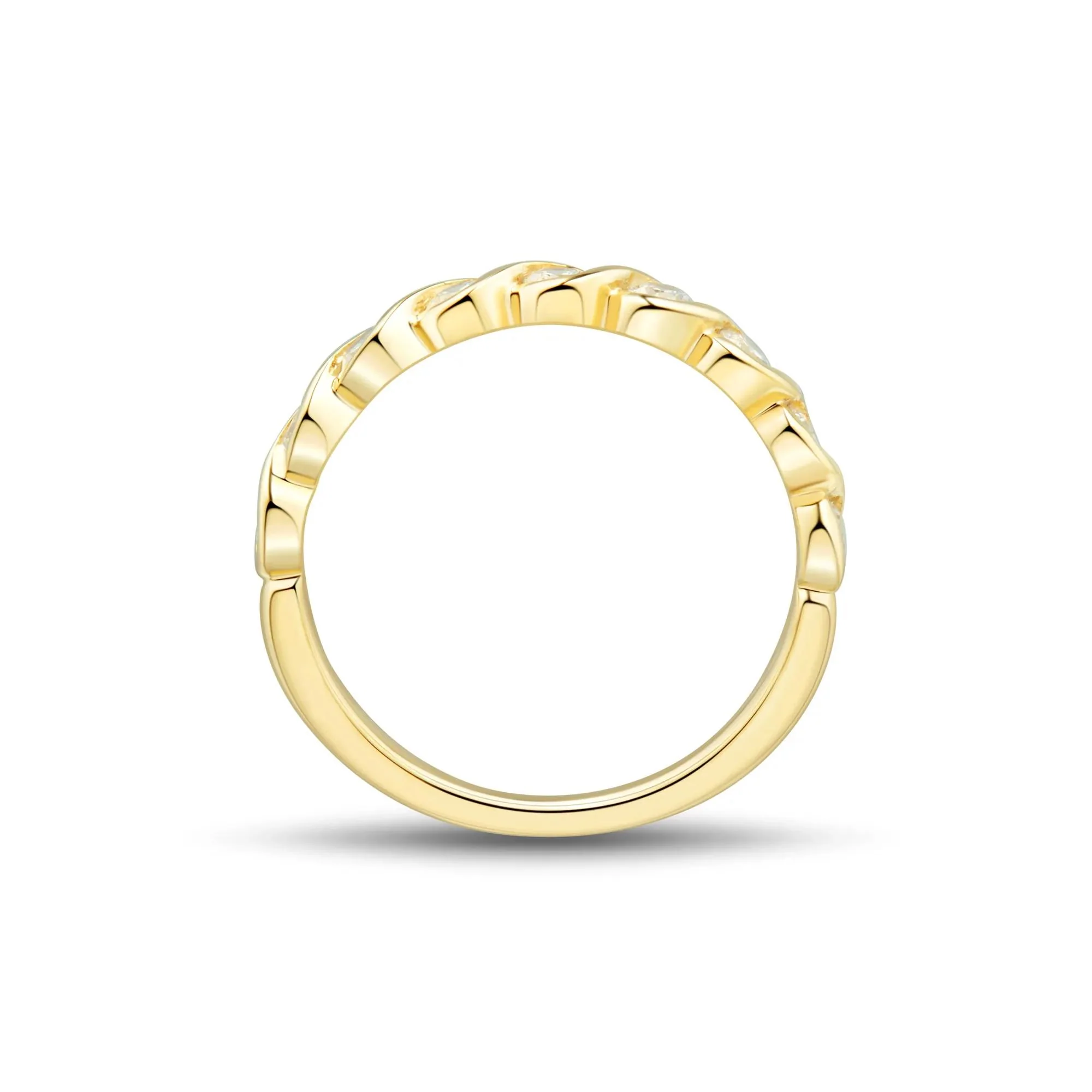 1/2 CT. Tw. Lab Grown Diamond Band Ring 10K Yellow Gold Round Brilliant Cut Size 7.5 1mm - Image 2