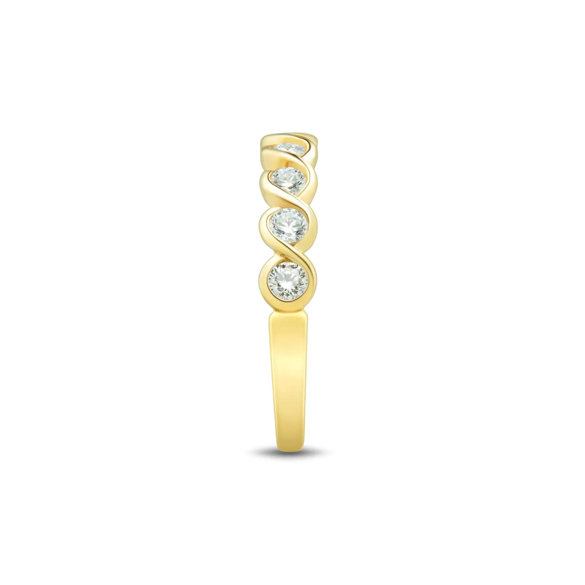 1/2 CT. Tw. Lab Grown Diamond Band Ring 10K Yellow Gold Round Brilliant Cut Size 7.5 1mm - Image 3