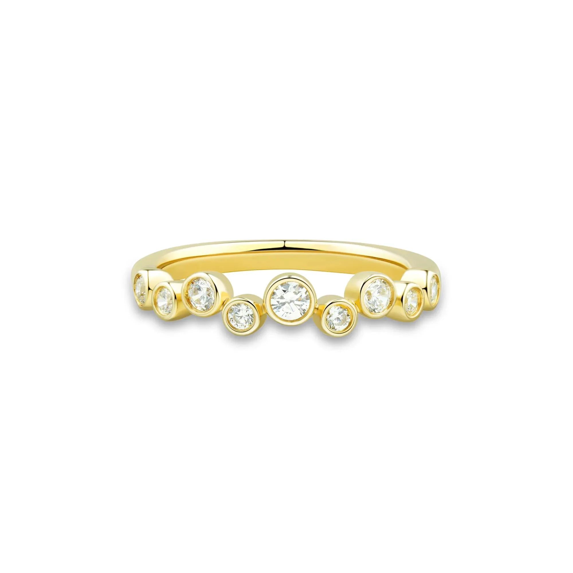 1/3 CT. Tw. Lab Grown Diamond Bezel Scatter Band Ring 10K Yellow Gold Round Brilliant Cut Size 6 1mm