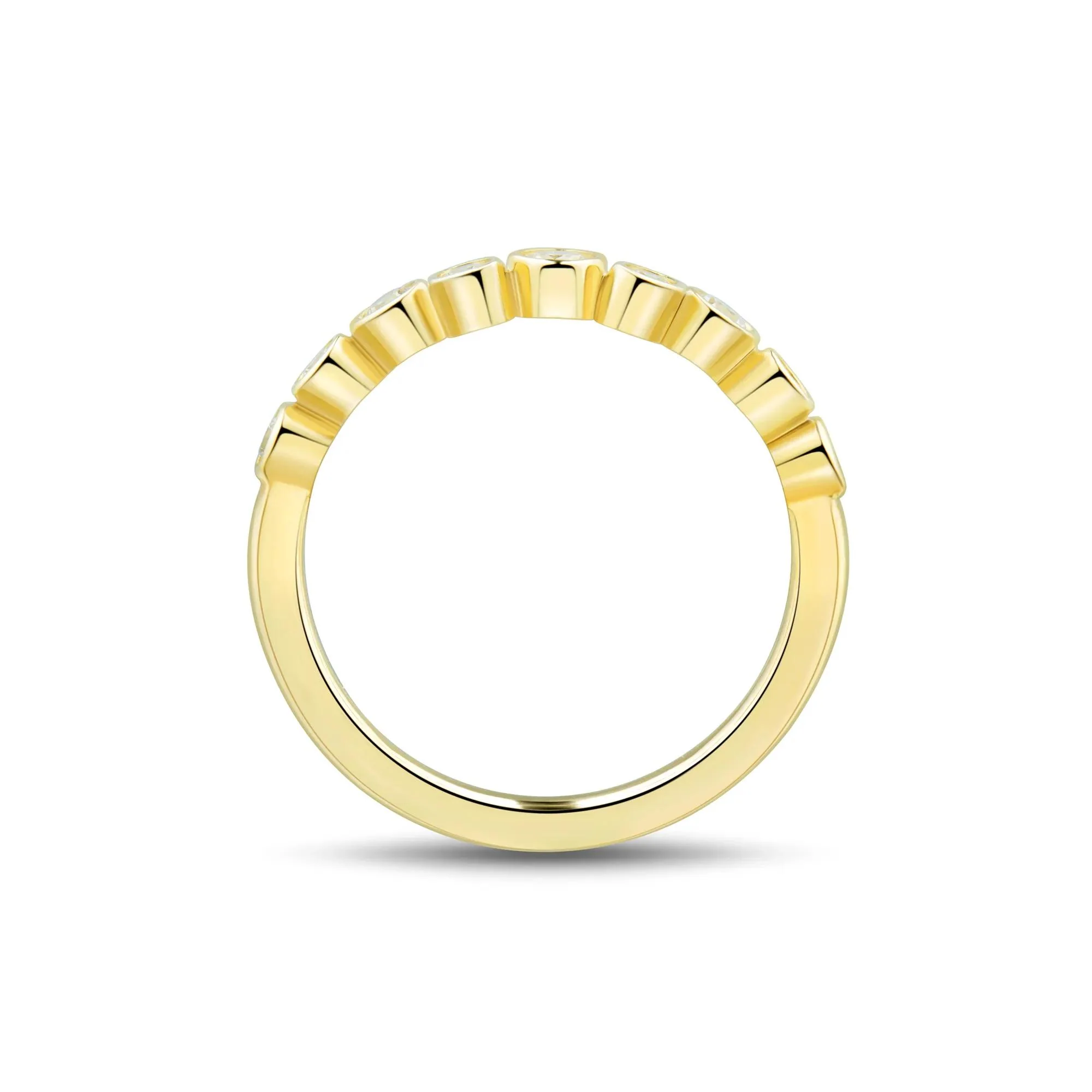1/3 CT. Tw. Lab Grown Diamond Bezel Scatter Band Ring 10K Yellow Gold Round Brilliant Cut Size 6 1mm - Image 2