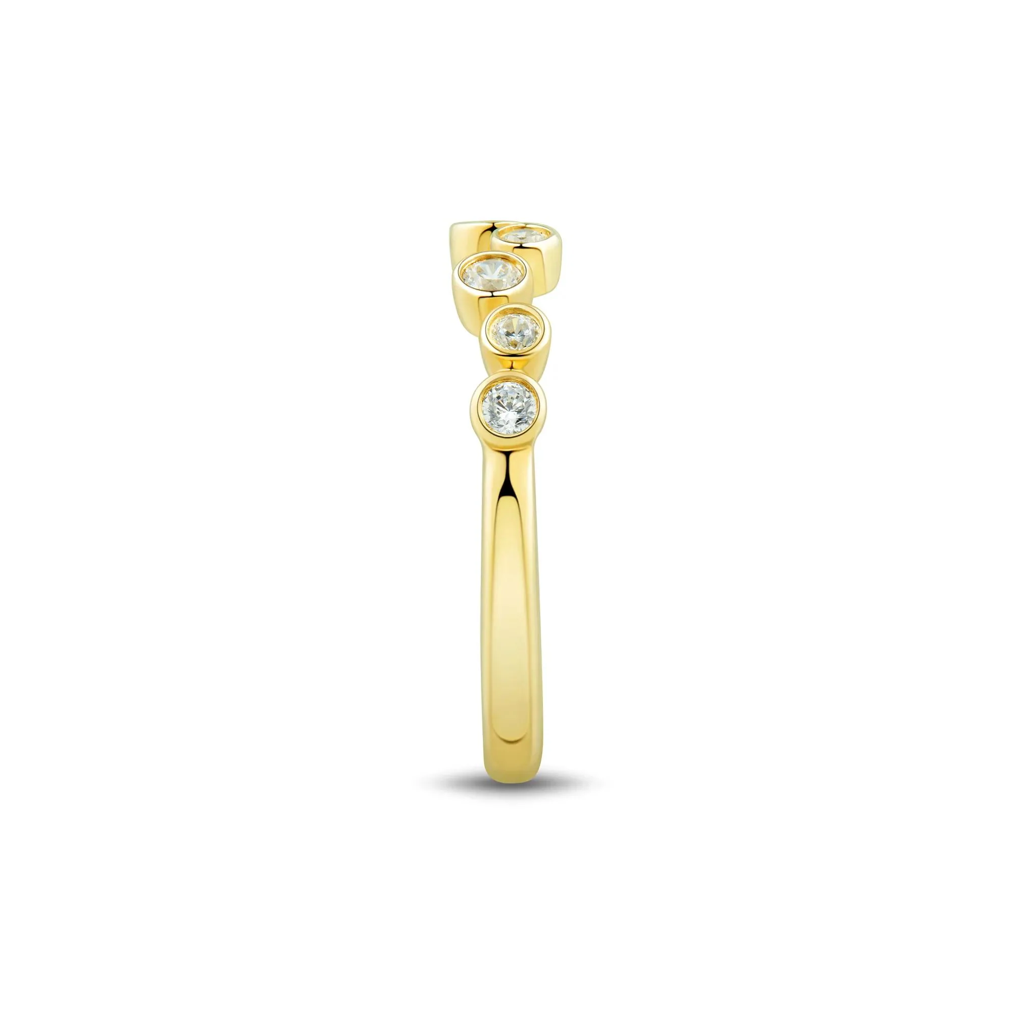 1/3 CT. Tw. Lab Grown Diamond Bezel Scatter Band Ring 10K Yellow Gold Round Brilliant Cut Size 7.5 1mm - Image 3