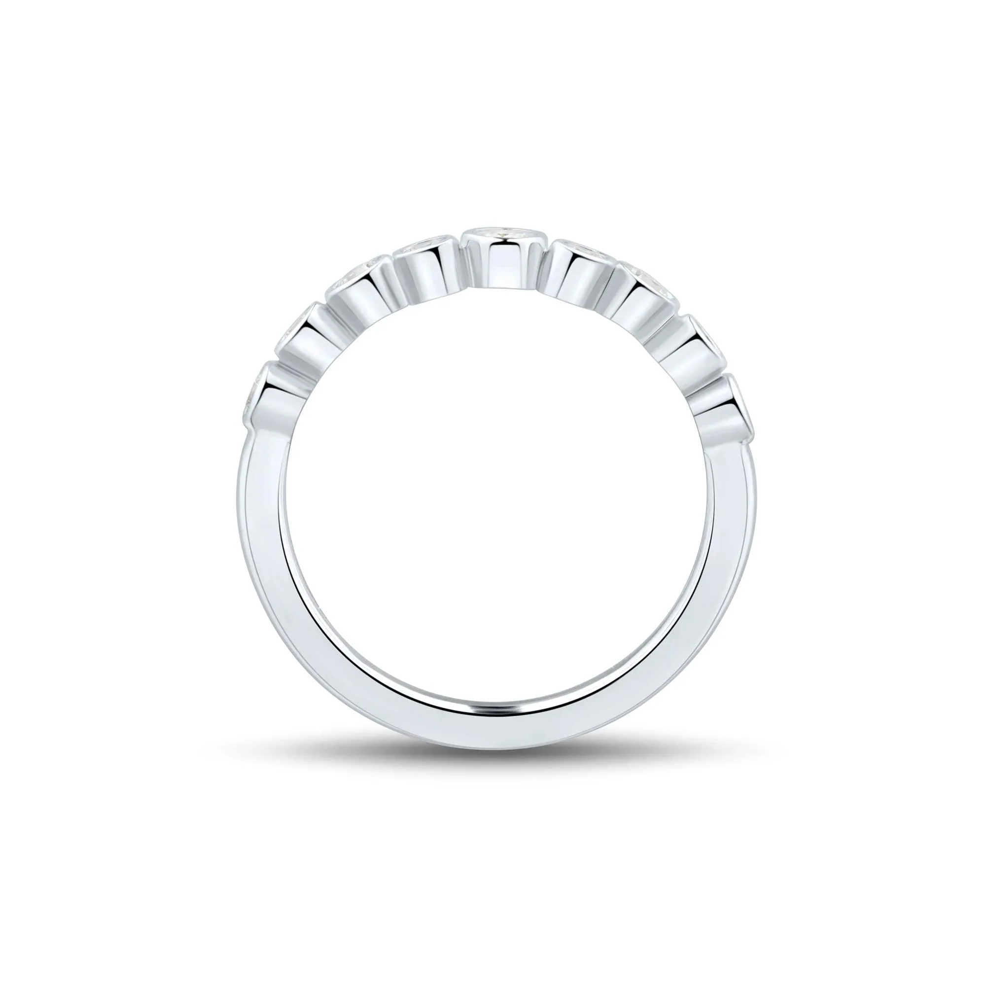 1/3 CT. Tw. Lab Grown Diamond Bezel Scatter Band Ring 10K White Gold Round Brilliant Cut Size 6 1mm - Image 2