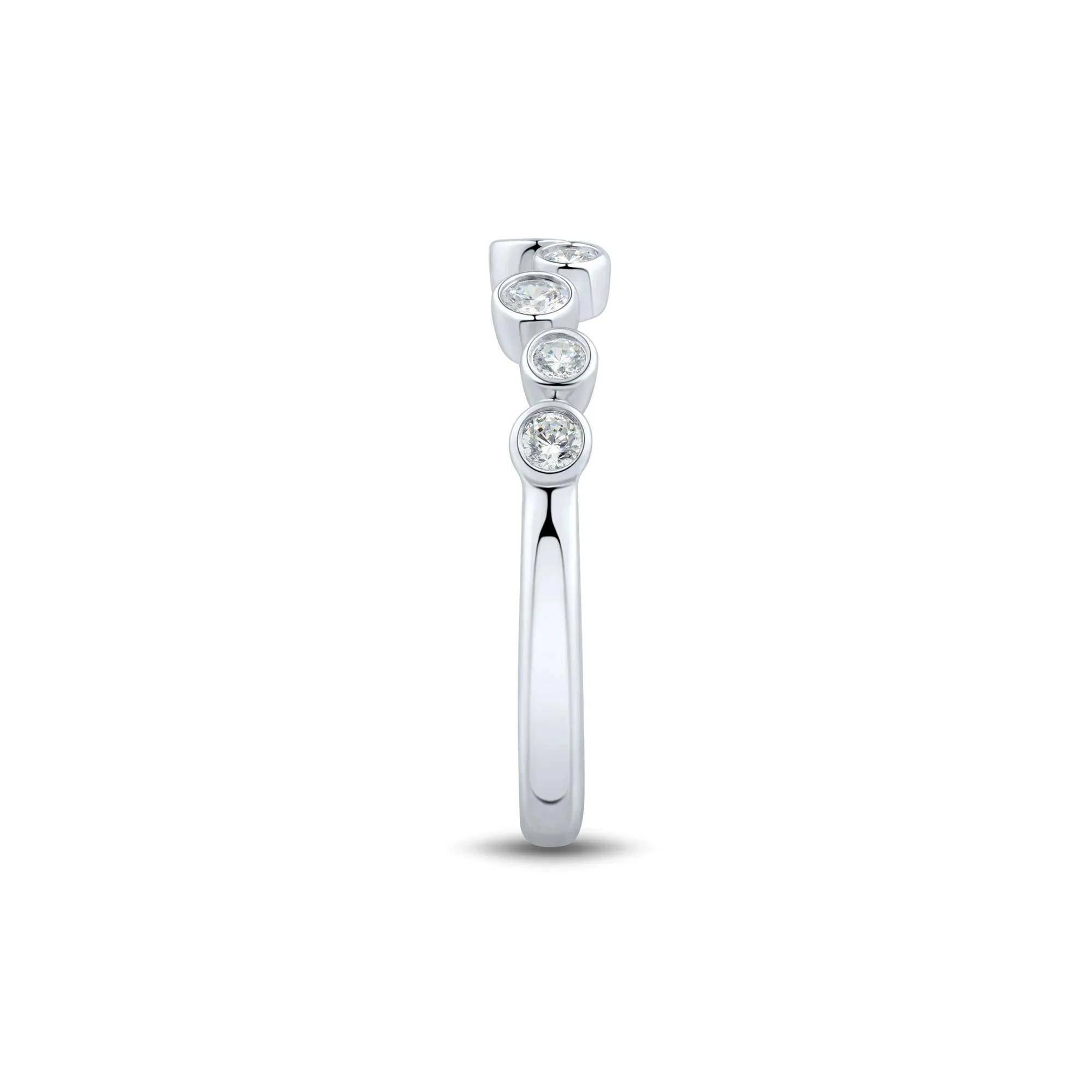 1/3 CT. Tw. Lab Grown Diamond Bezel Scatter Band Ring 10K White Gold Round Brilliant Cut Size 7 1mm - Image 3