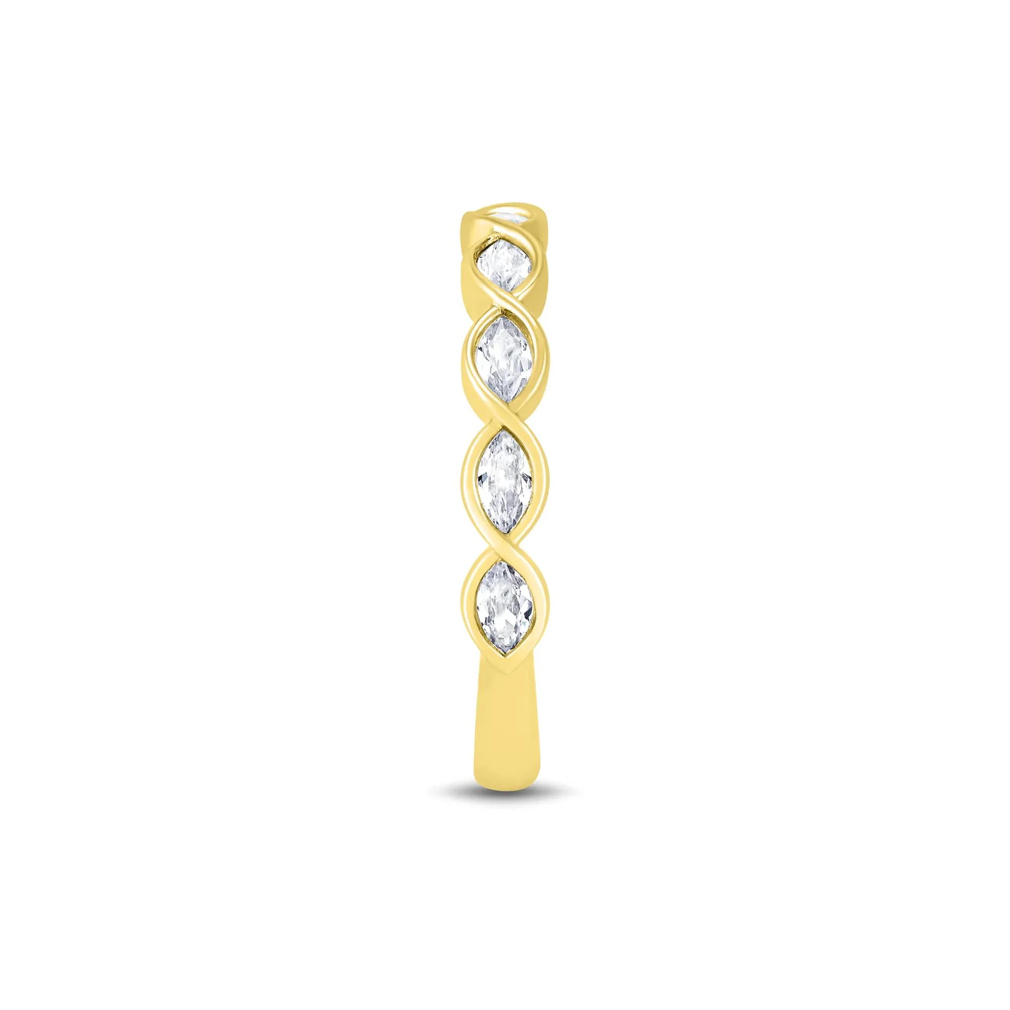 1/2 CT. Tw. Lab Grown Diamond Marquise Wave Band Ring 10K Yellow Gold Size 6.5 2mm - Image 3