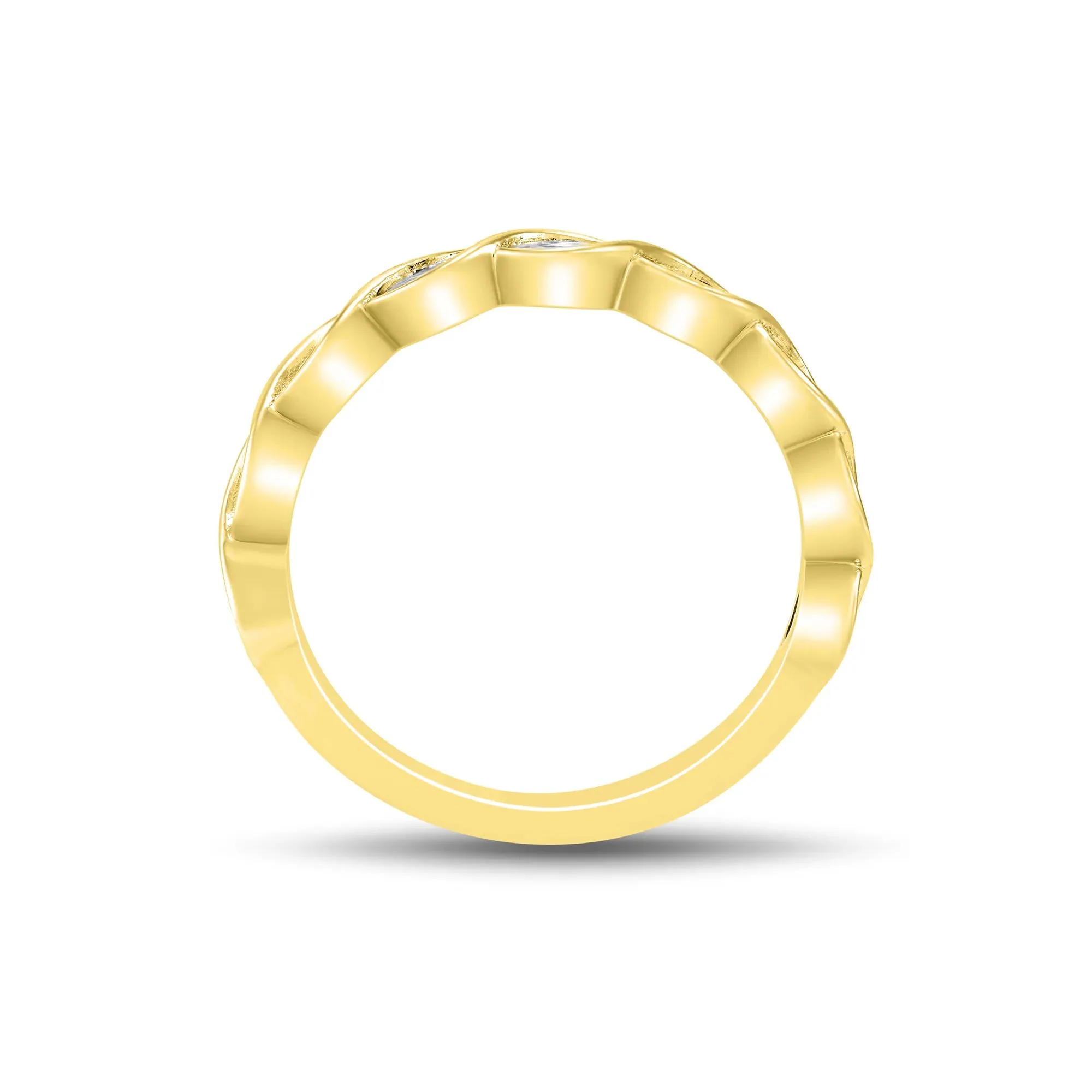 1/2 CT. Tw. Lab Grown Diamond Marquise Wave Band Ring 10K Yellow Gold Size 9 2mm - Image 2