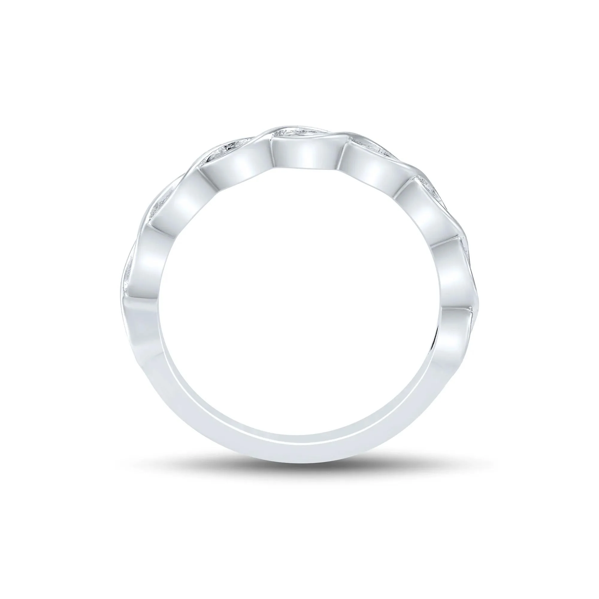 1/2 CT. Tw. Lab Grown Diamond Marquise Wave Band Ring 10K White Gold Size 6.5 2mm - Image 2