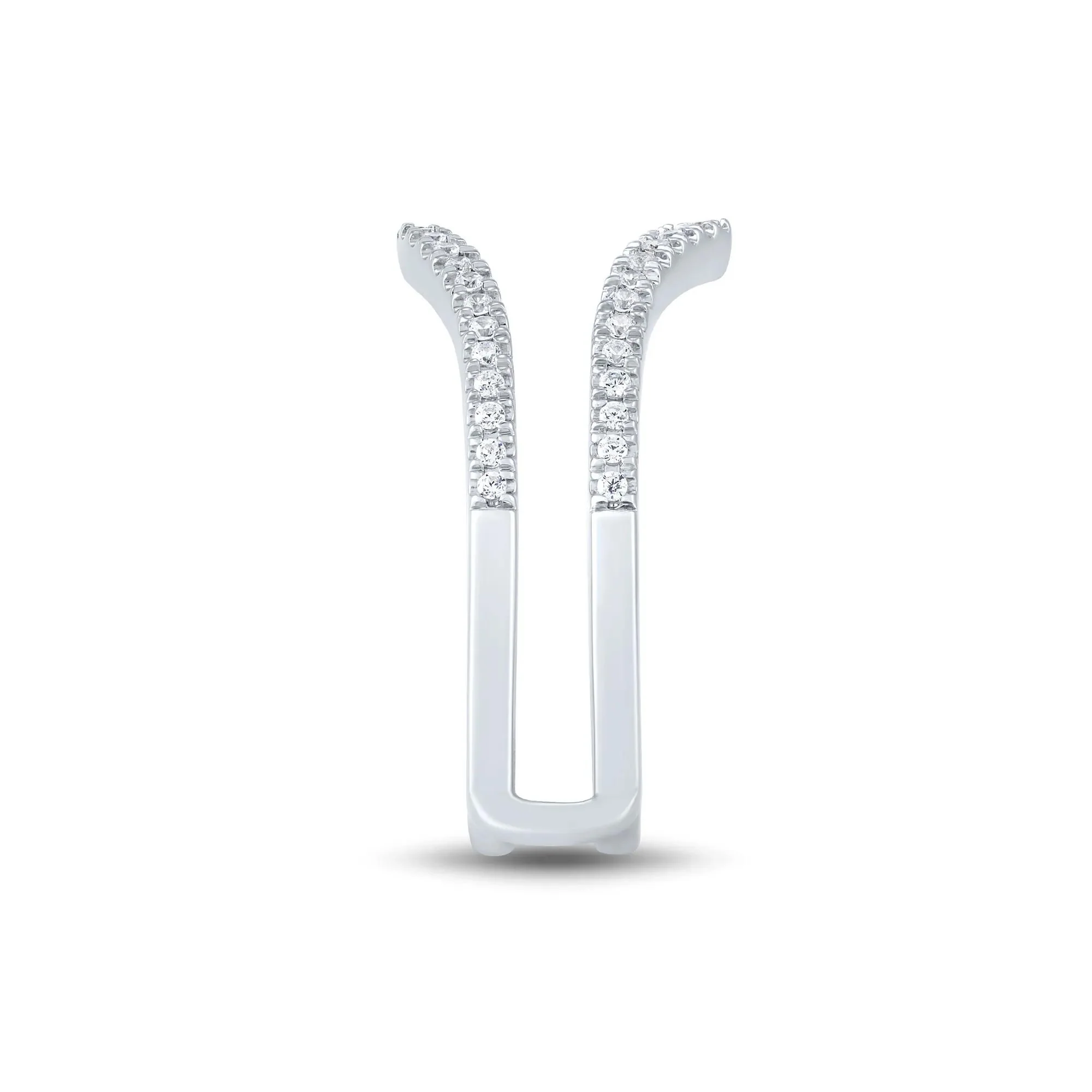 1/3 CT. Tw. Diamond Chevron Contour Ring Insert 14K White Gold Round Brilliant Cut Size 7 1mm - Image 3