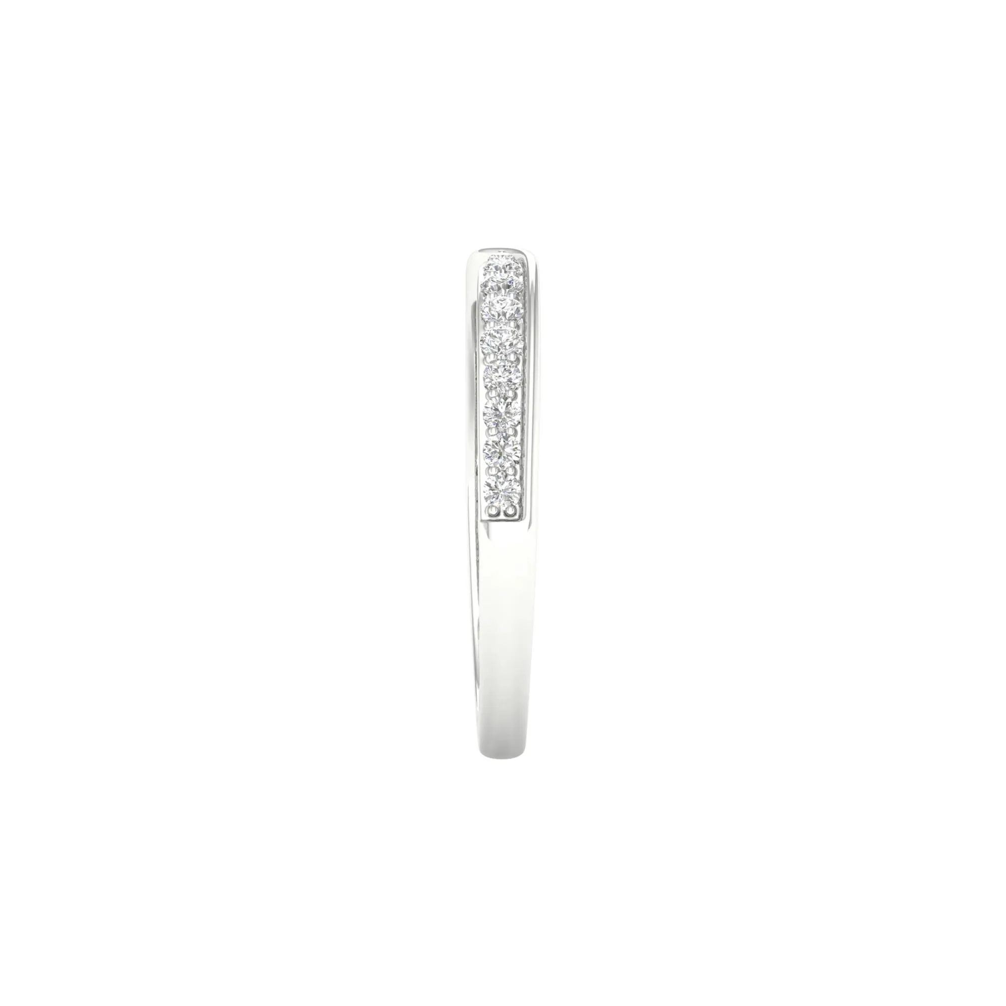 1/4 CT. Tw. Pinched Diamond Stack Band Ring 10K White Gold Round Brilliant Cut Size 6.5 2mm - Image 3