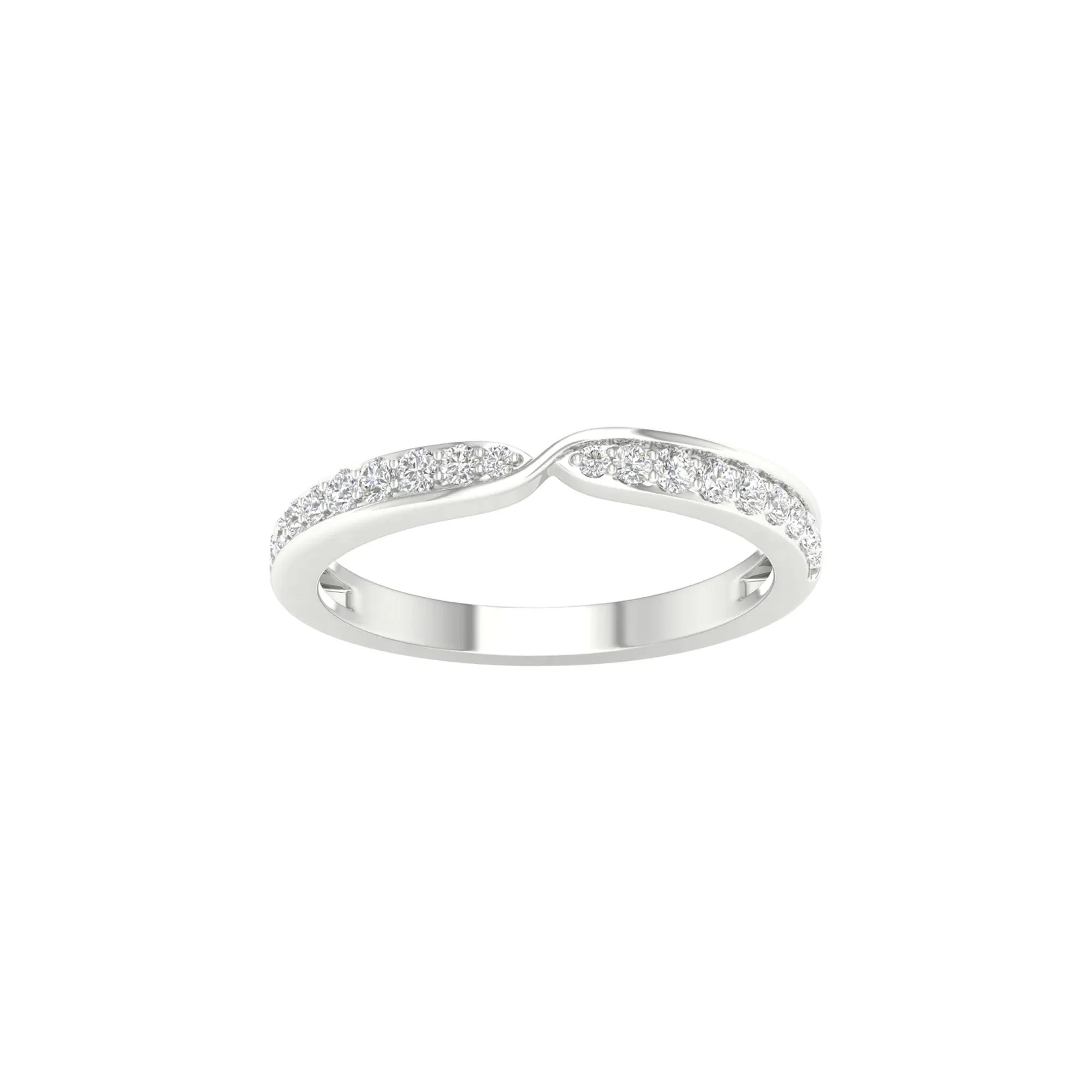 1/4 CT. Tw. Pinched Diamond Stack Band Ring 10K White Gold Round Brilliant Cut Size 7.5 2mm - Image 4