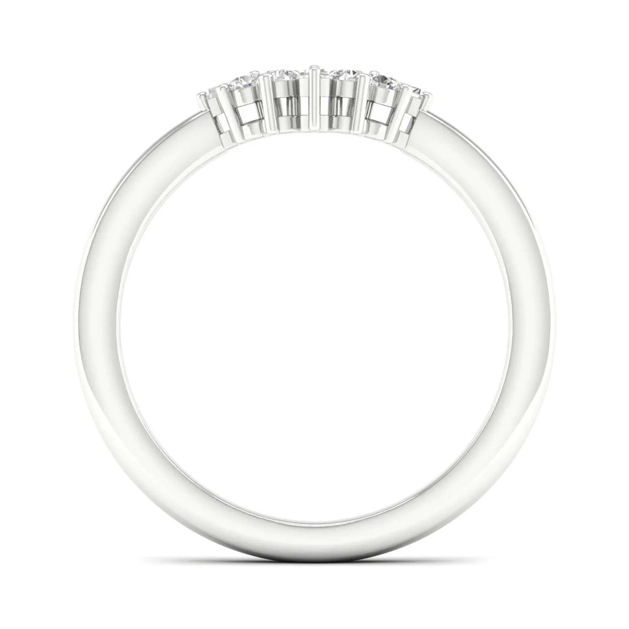 1/7 CT. Tw. Round and Baguette Diamond Contour Band Ring 14K White Gold Round Brilliant Cut Size 7 2mm - Image 2