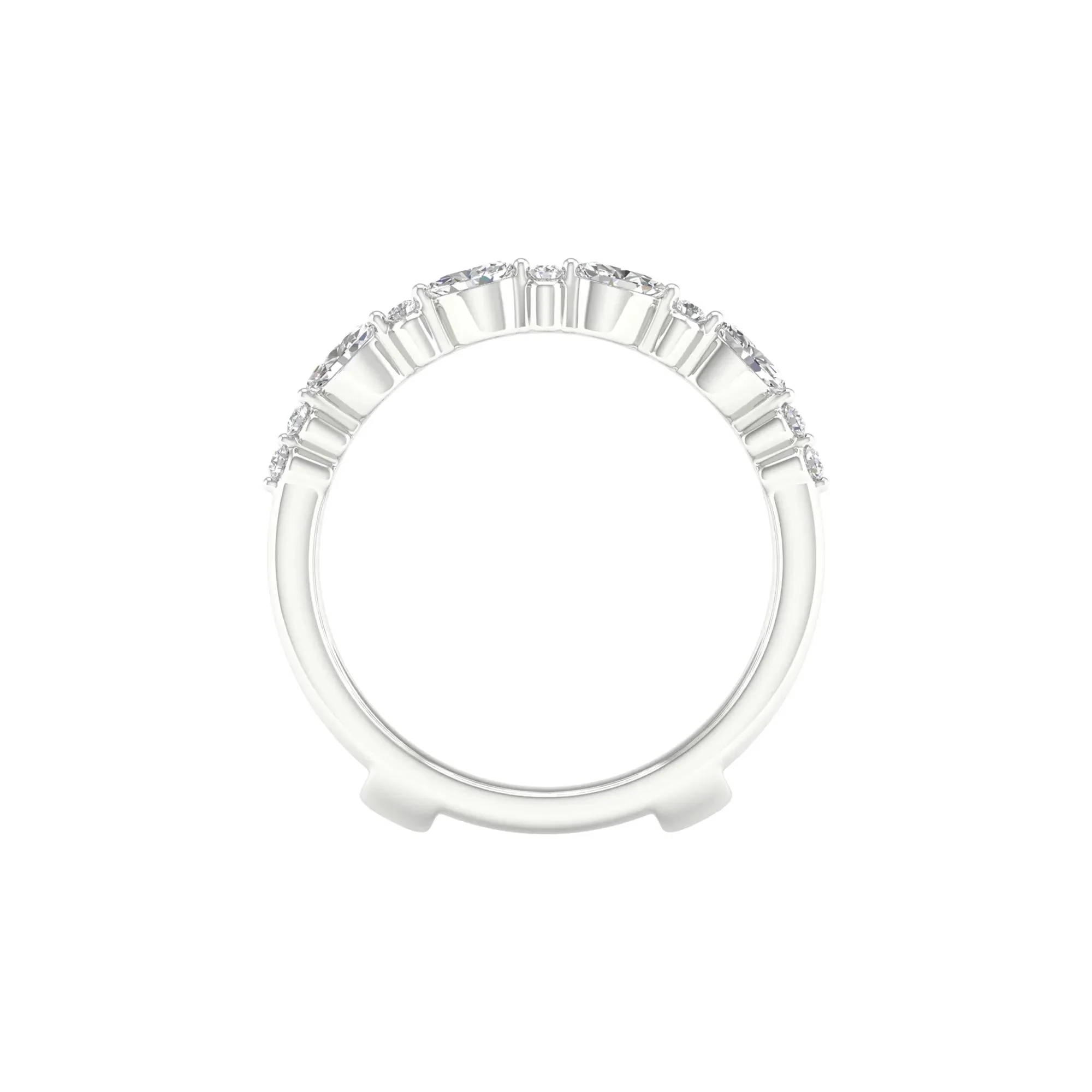 1/2 CT. Tw. Round and Marquise Contour Ring Insert 14K White Gold Round Brilliant Cut Size 7 7mm - Image 2