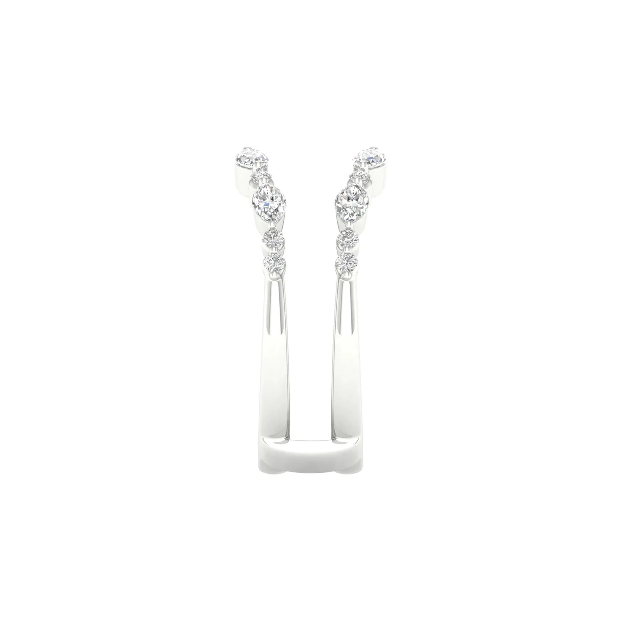 1/2 CT. Tw. Round and Marquise Contour Ring Insert 14K White Gold Round Brilliant Cut Size 8.5 7mm - Image 3