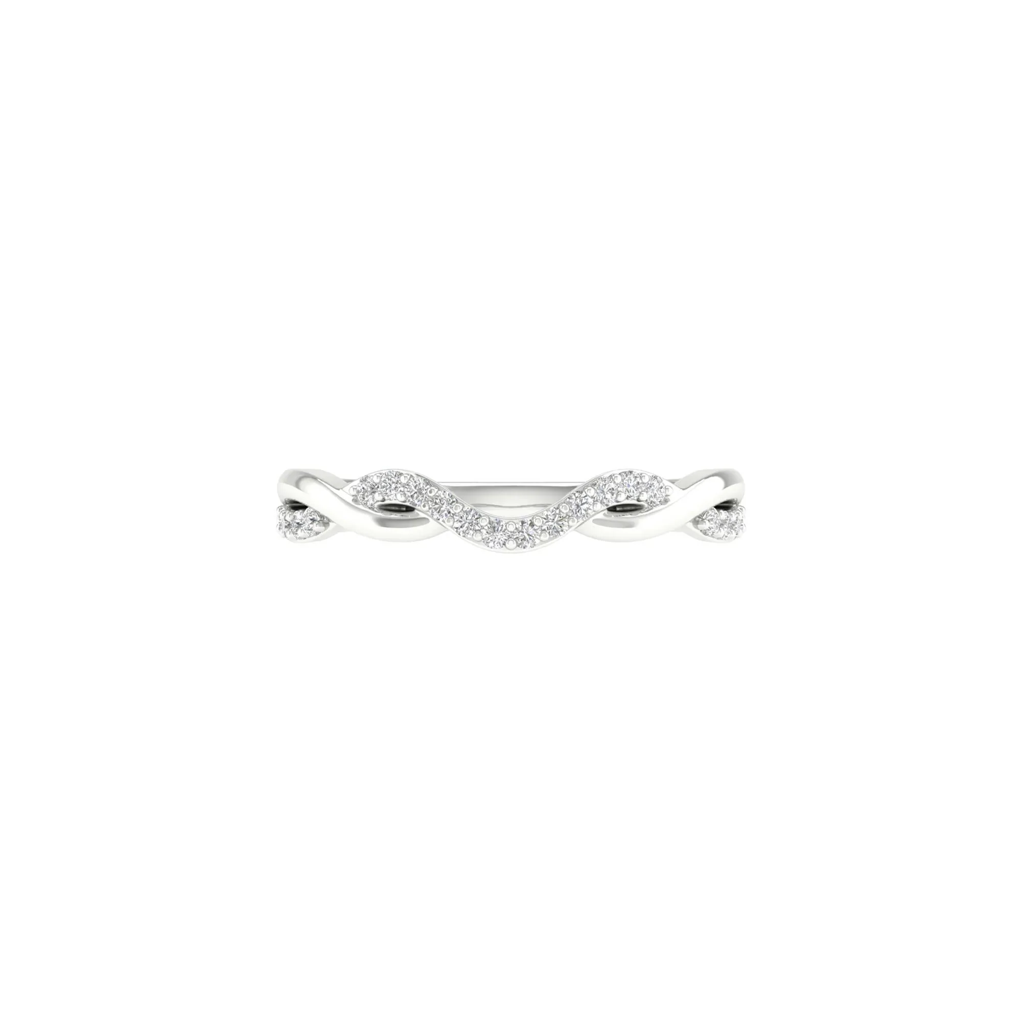 1/7 CT. Tw. Diamond Contour Twist Band Ring 14K White Gold Round Brilliant Cut Size 6.5 2mm