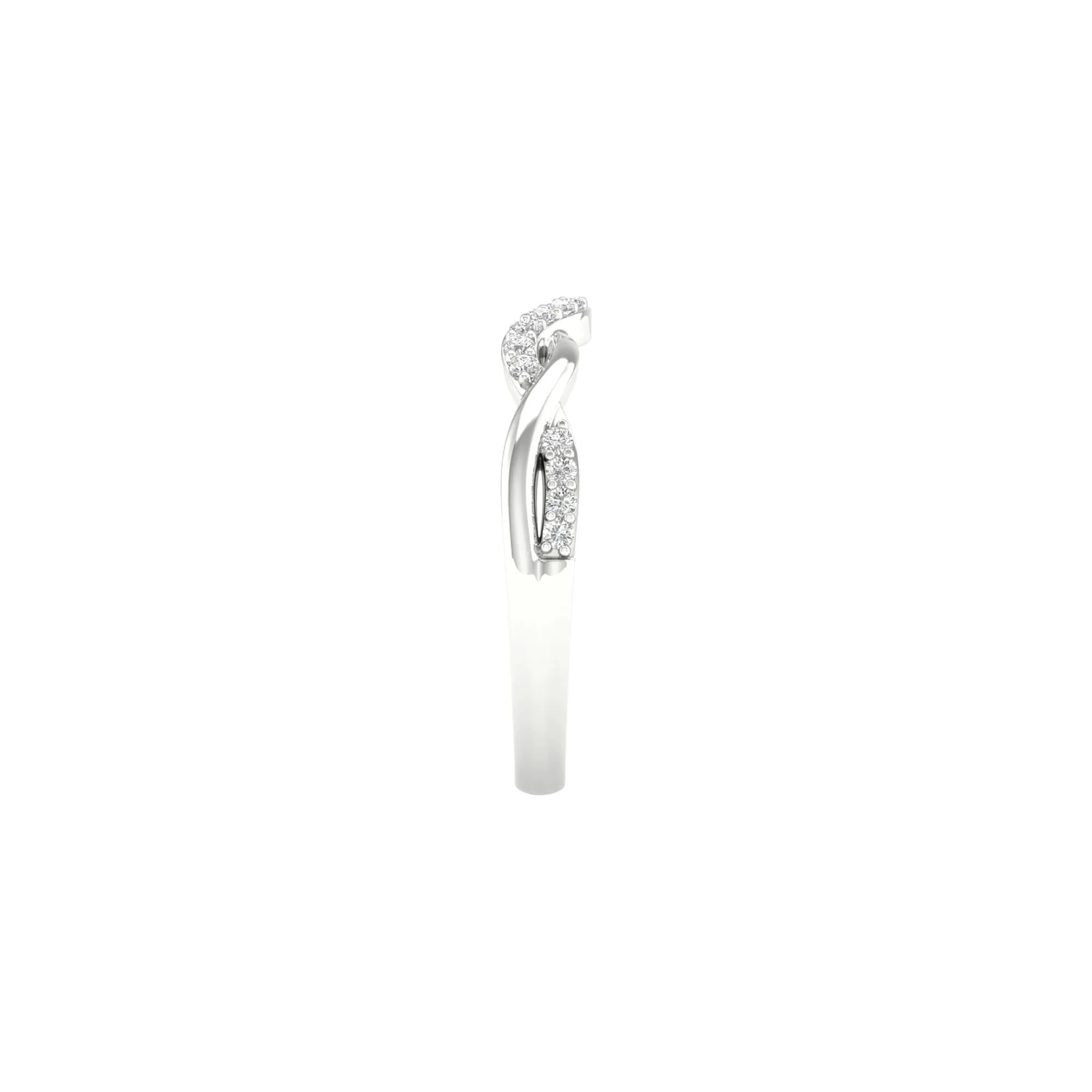 1/7 CT. Tw. Diamond Contour Twist Band Ring 14K White Gold Round Brilliant Cut Size 7 2mm - Image 3
