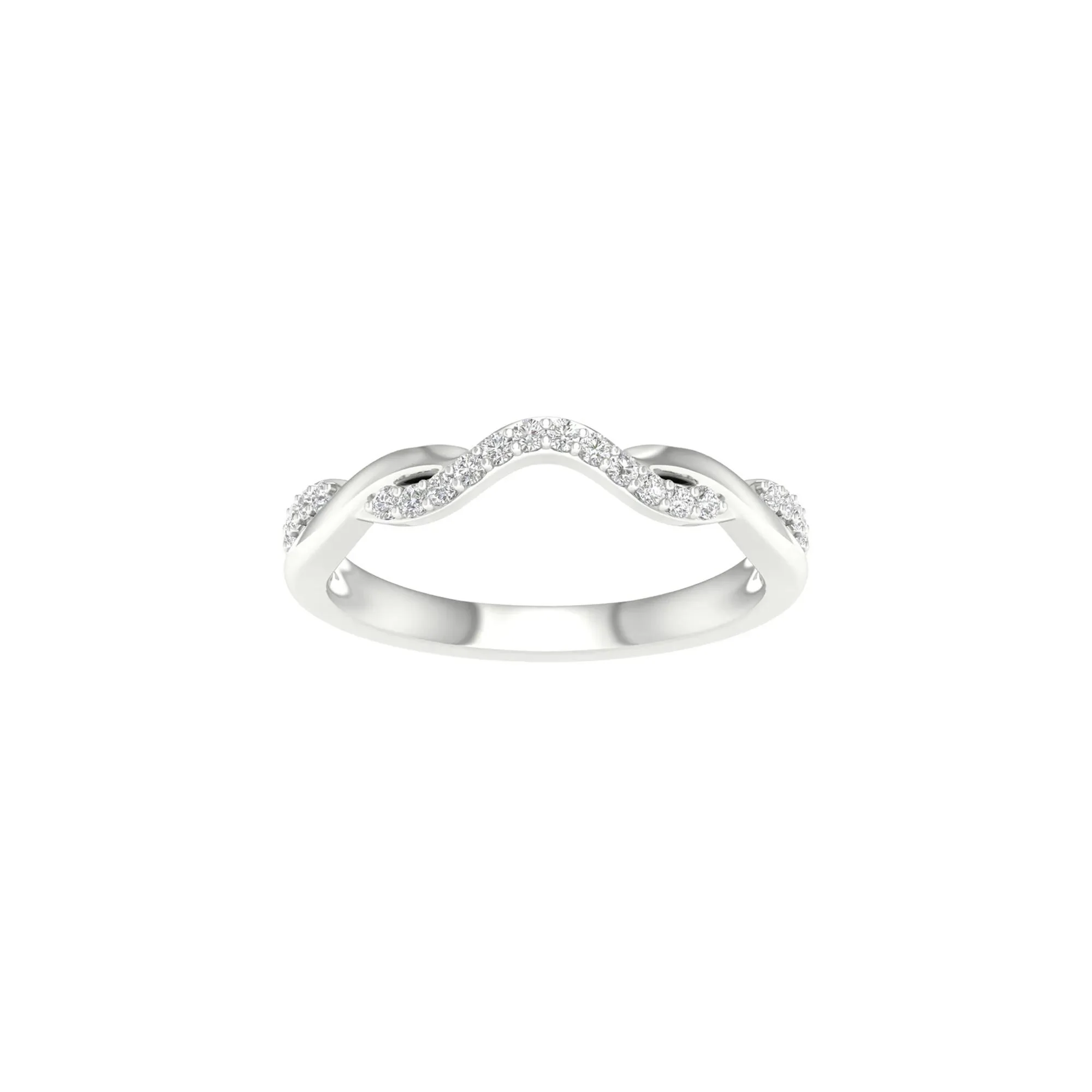 1/7 CT. Tw. Diamond Contour Twist Band Ring 14K White Gold Round Brilliant Cut Size 7 2mm - Image 4