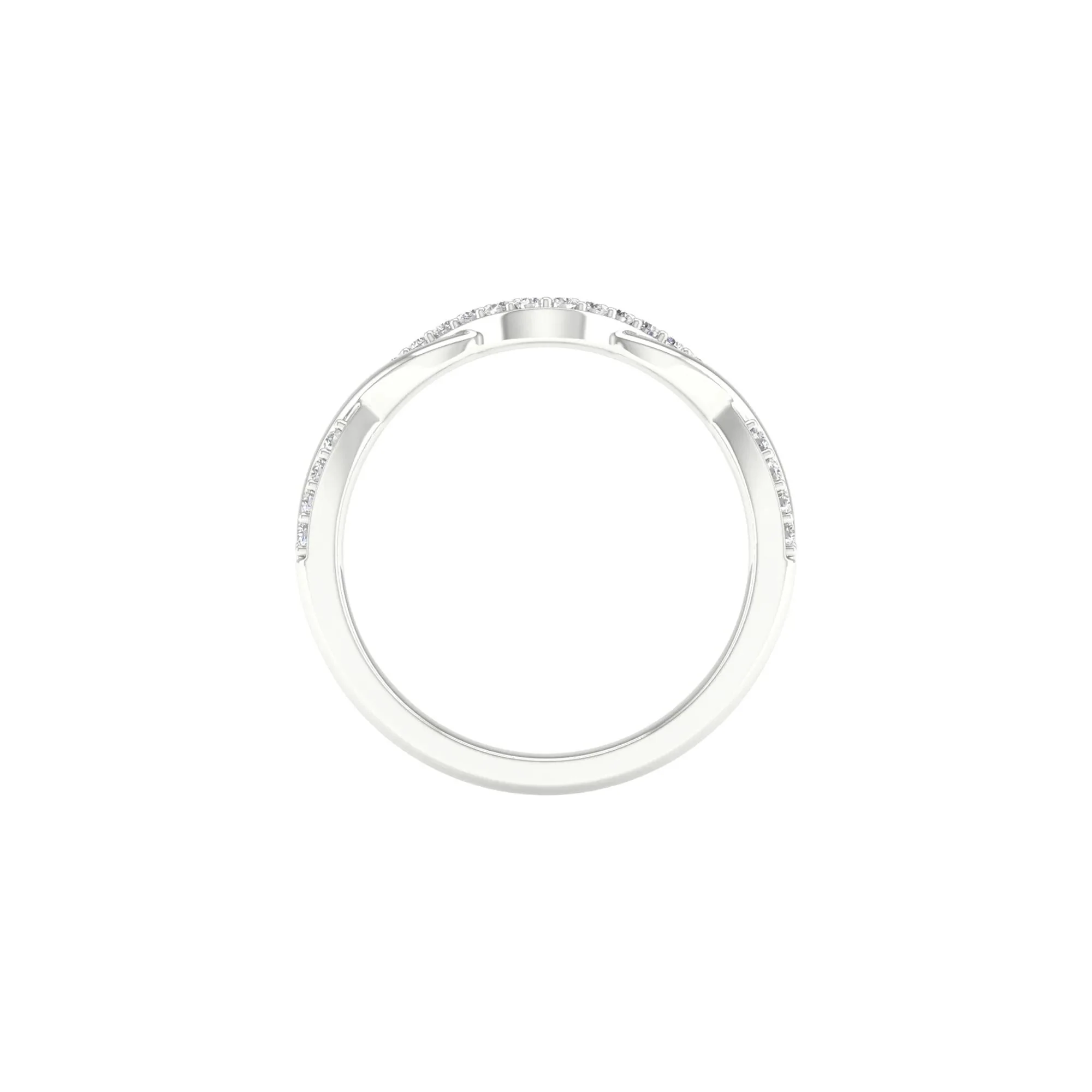 1/7 CT. Tw. Diamond Contour Twist Band Ring 14K White Gold Round Brilliant Cut Size 9.5 2mm - Image 2