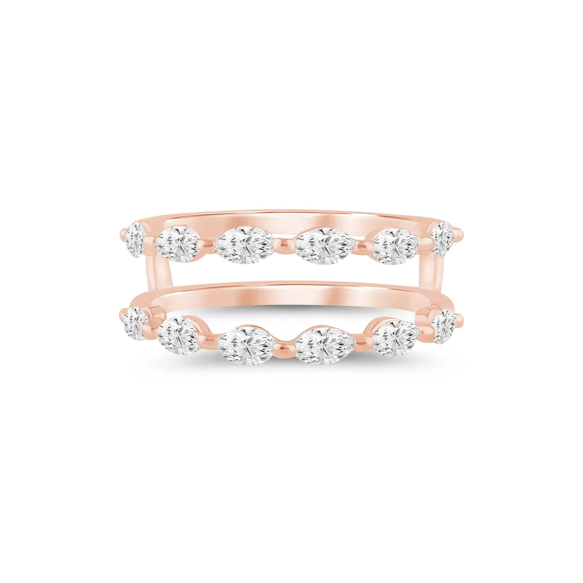 1 CT. Tw. Lab Grown Diamond Marquise-Cut Ring Insert 14K Rose Gold Size 5.5 1mm