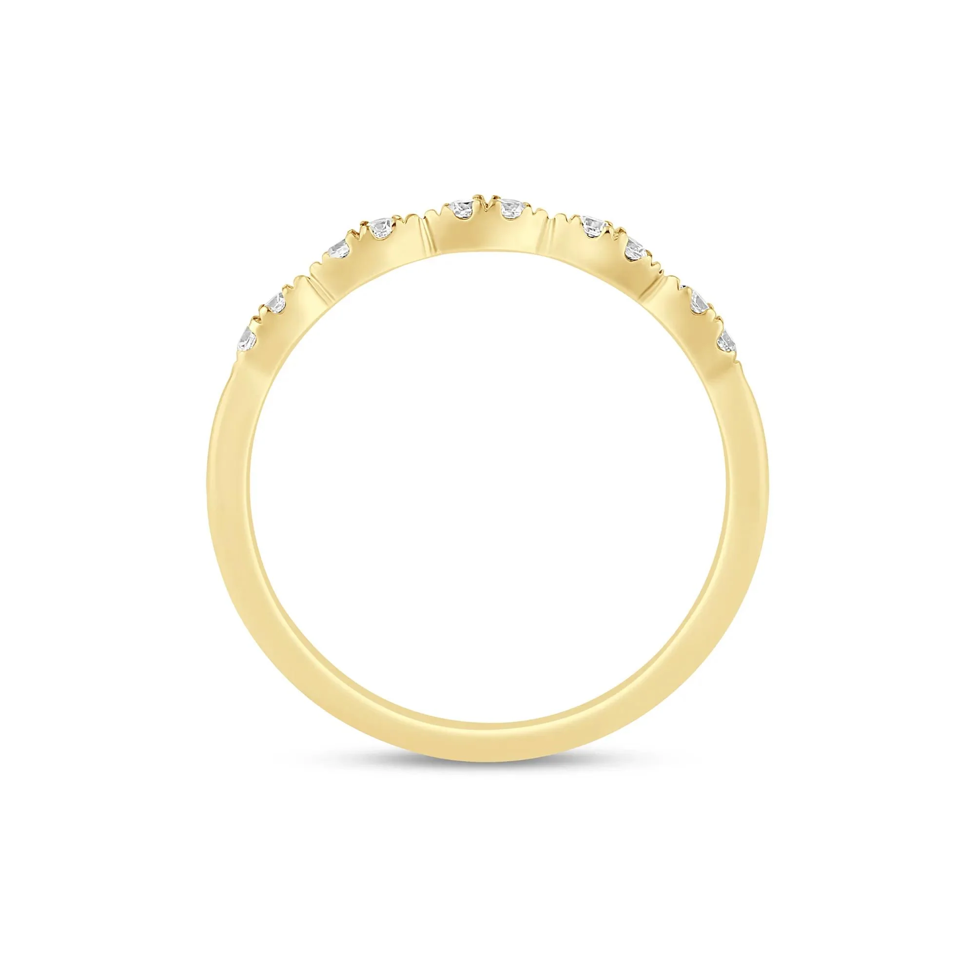 1/7 CT. Tw. Diamond Faux-Marquise Anniversary Band Ring 10K Yellow Gold Round Brilliant Cut Size 7 1mm - Image 2