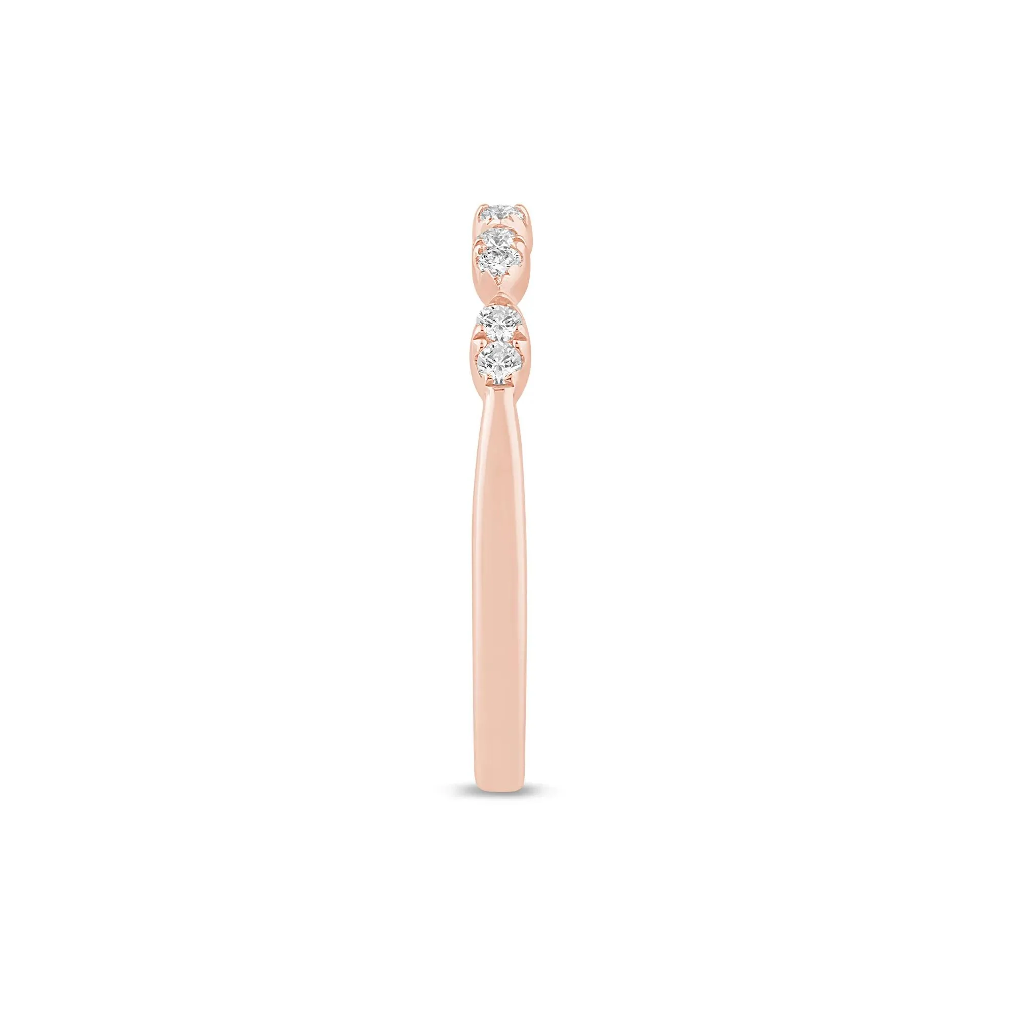 1/7 CT. Tw. Diamond Faux-Marquise Anniversary Band Ring 10K Rose Gold Round Brilliant Cut Size 7.5 1mm - Image 3