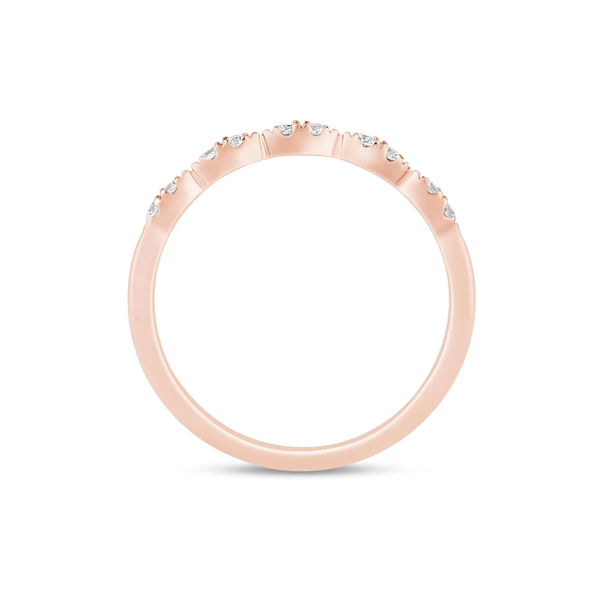1/7 CT. Tw. Diamond Faux-Marquise Anniversary Band Ring 10K Rose Gold Round Brilliant Cut Size 8 1mm - Image 2