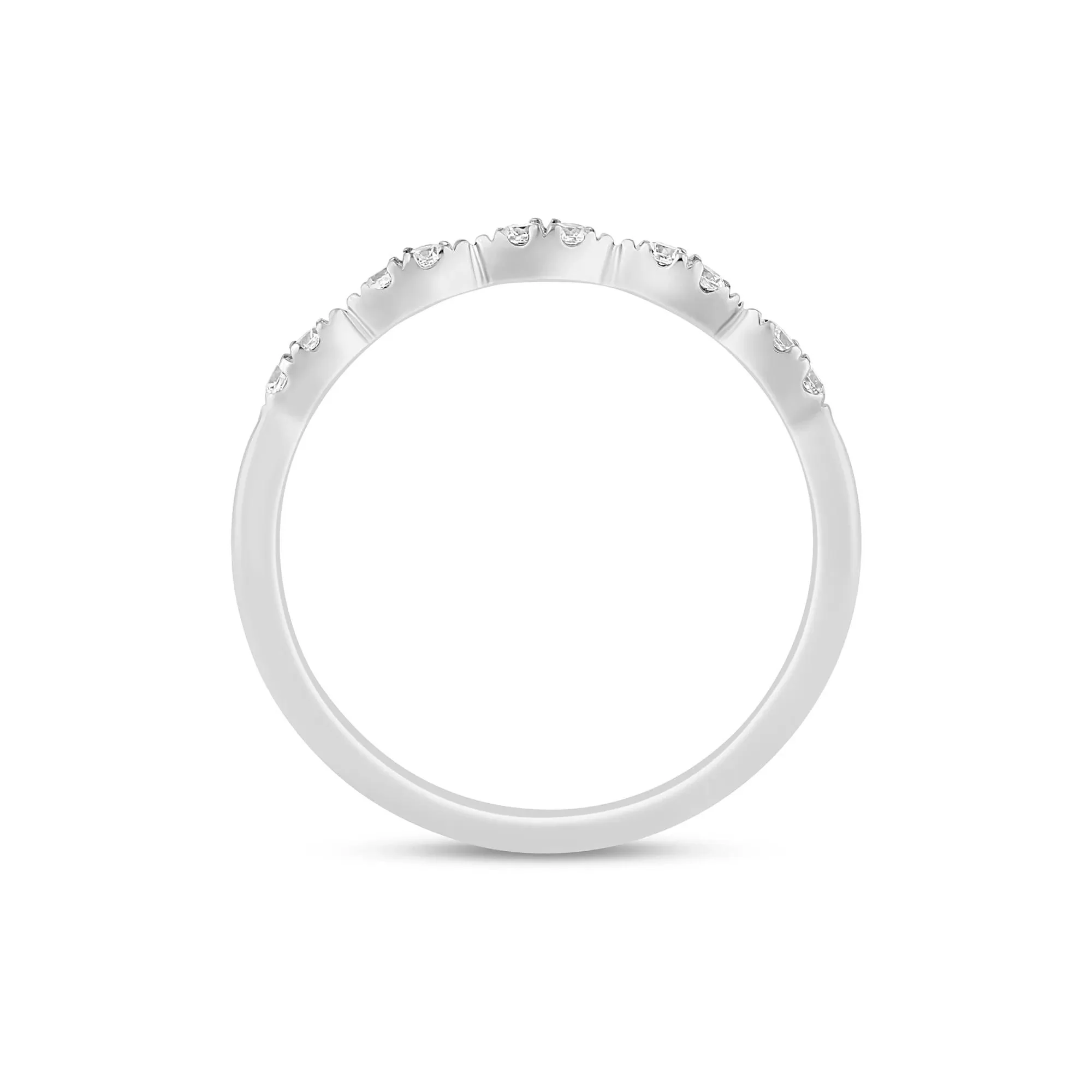1/7 CT. Tw. Diamond Faux-Marquise Anniversary Band Ring 10K White Gold Round Brilliant Cut Size 6.5 1mm - Image 2