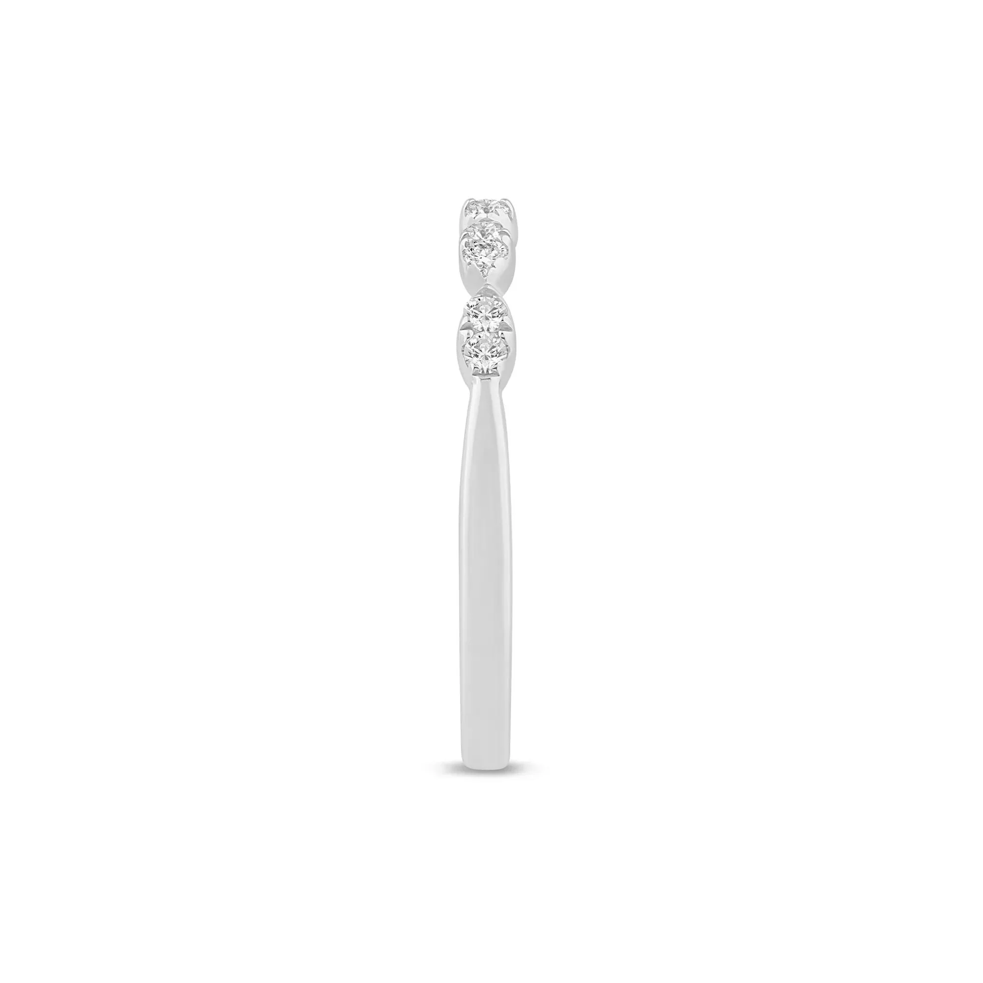 1/7 CT. Tw. Diamond Faux-Marquise Anniversary Band Ring 10K White Gold Round Brilliant Cut Size 6.5 1mm - Image 3