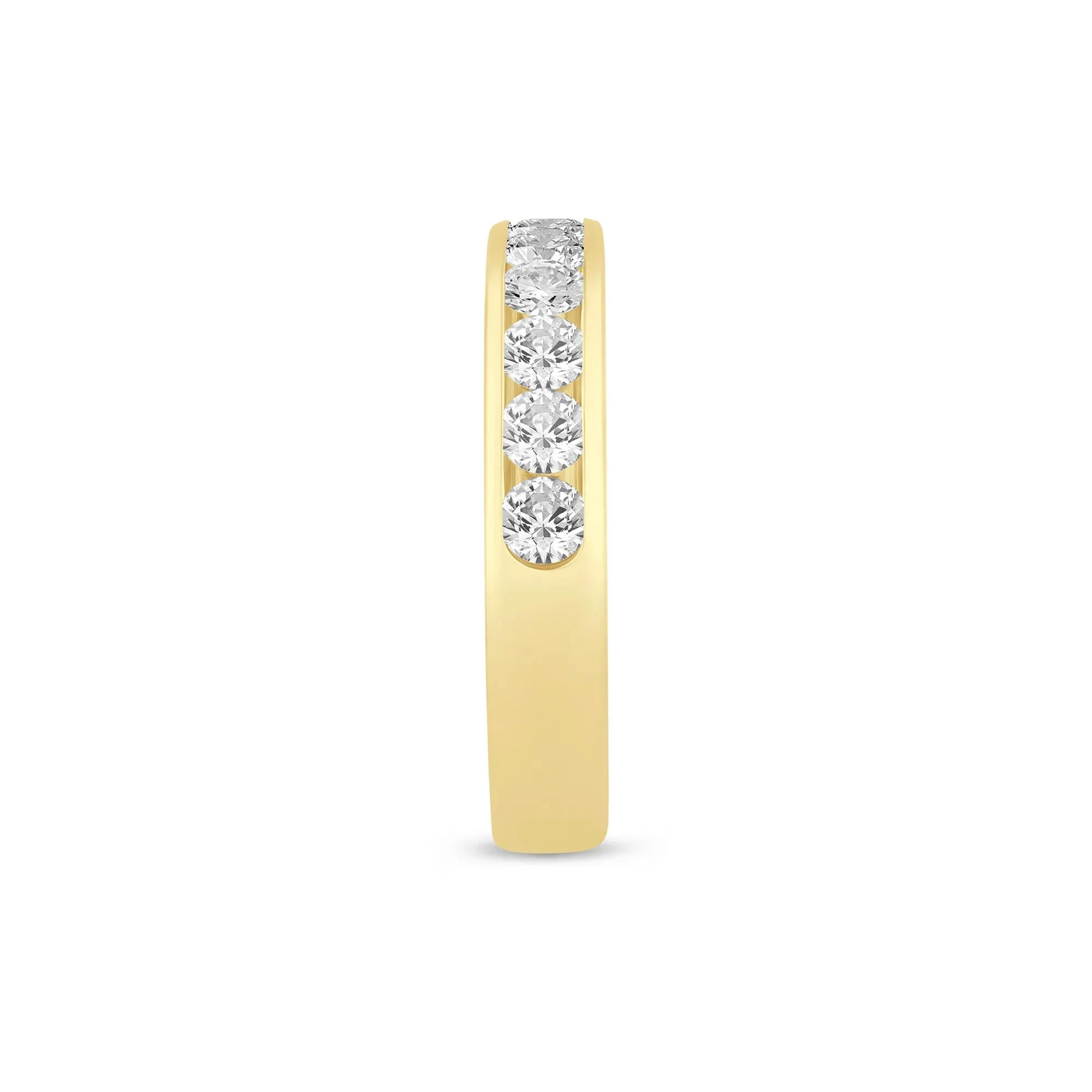 1 CT. Tw. Diamond Channel Band Ring 14K Yellow Gold Round Brilliant Cut Size 7.5 3mm - Image 3