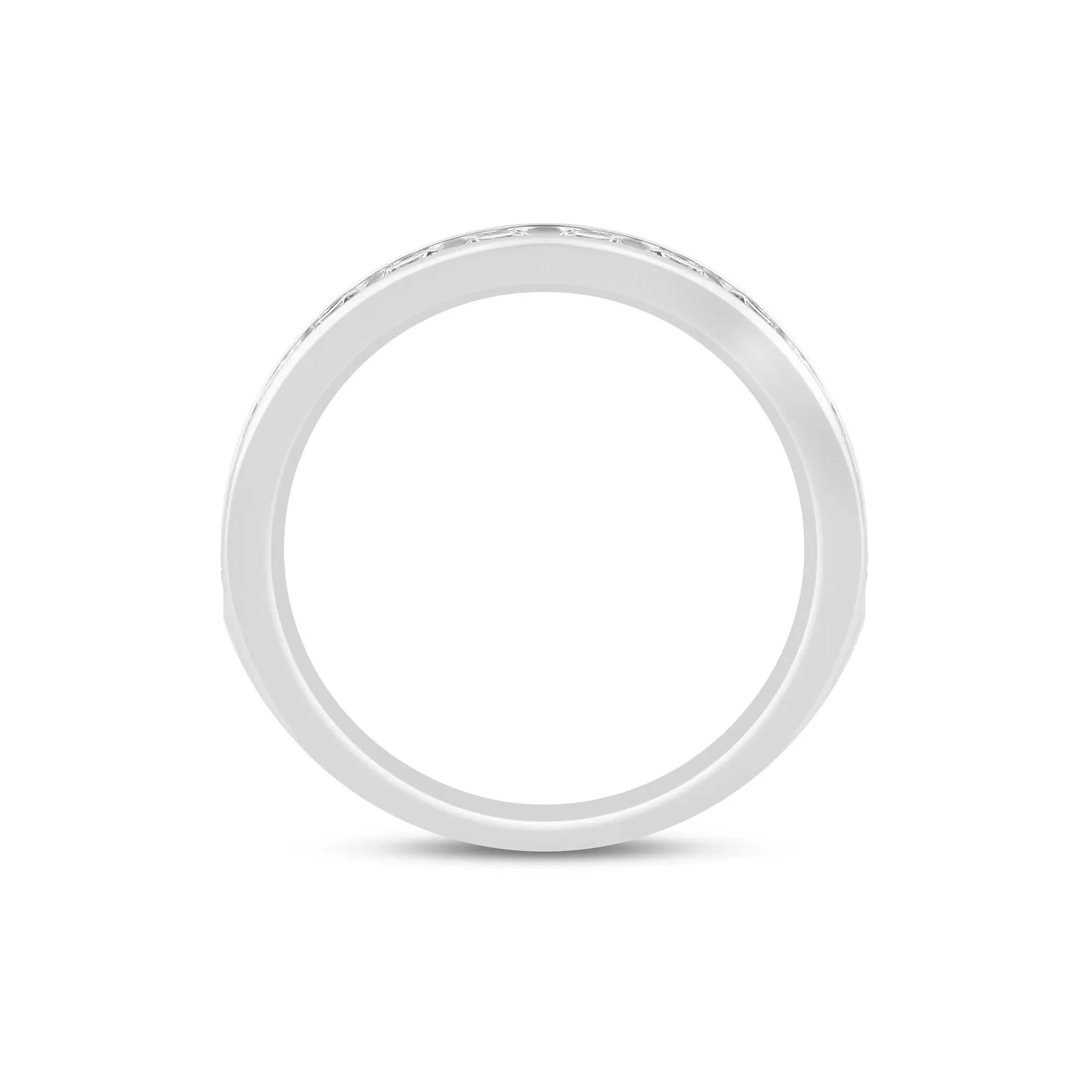 1 CT. Tw. Diamond Channel Band Ring 14K White Gold Round Brilliant Cut Size 8 3mm - Image 2