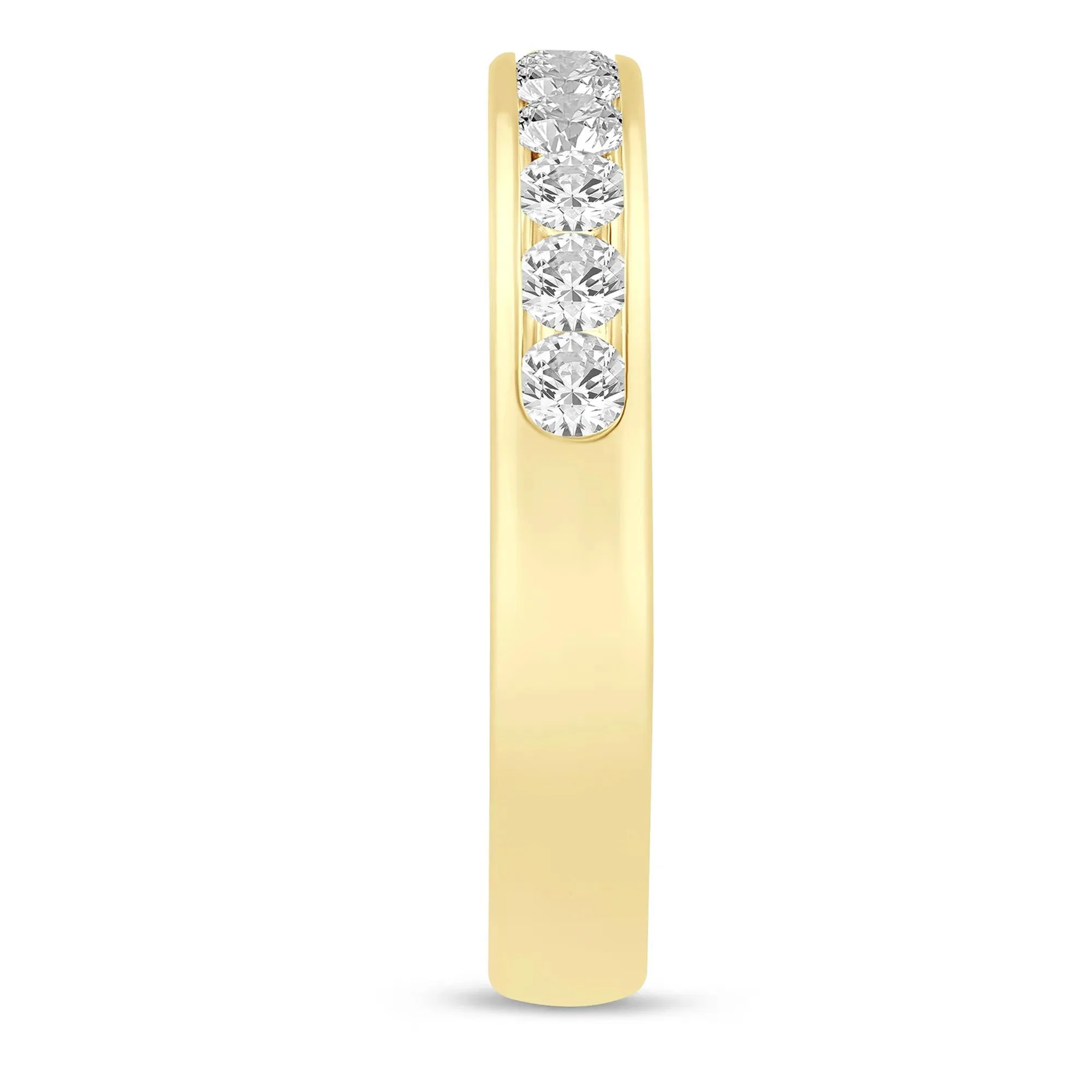 Diamond Channel Band Ring 14K Yellow Gold (1/2ct. Tw.) Round Brilliant Cut Size 6 3mm - Image 3