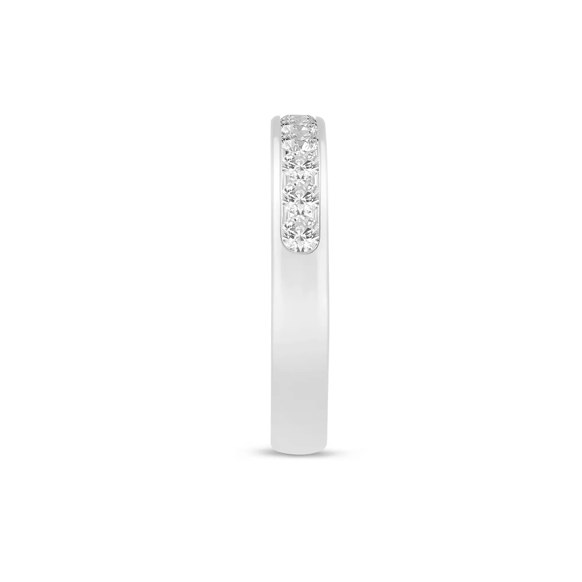 Diamond Channel Band Ring 14K White Gold (1/2ct. Tw.) Round Brilliant Cut Size 6.5 3mm - Image 3